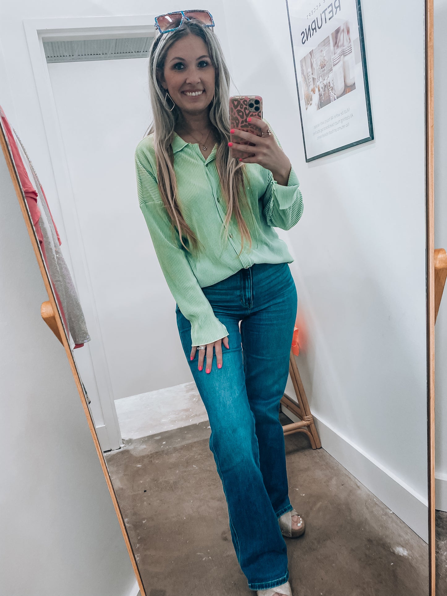 Lime A Dozen Pleated Blouse