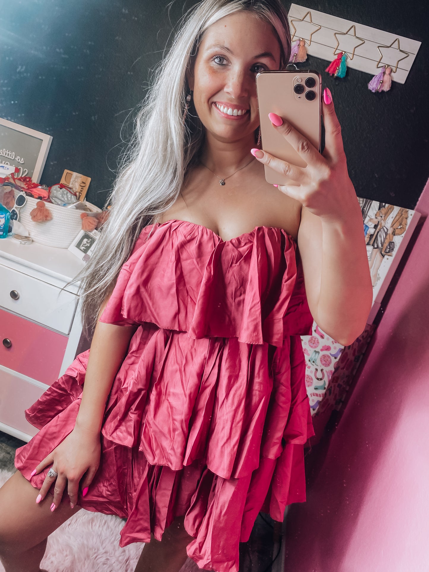 Dark Blush Ruffled Mini Dress