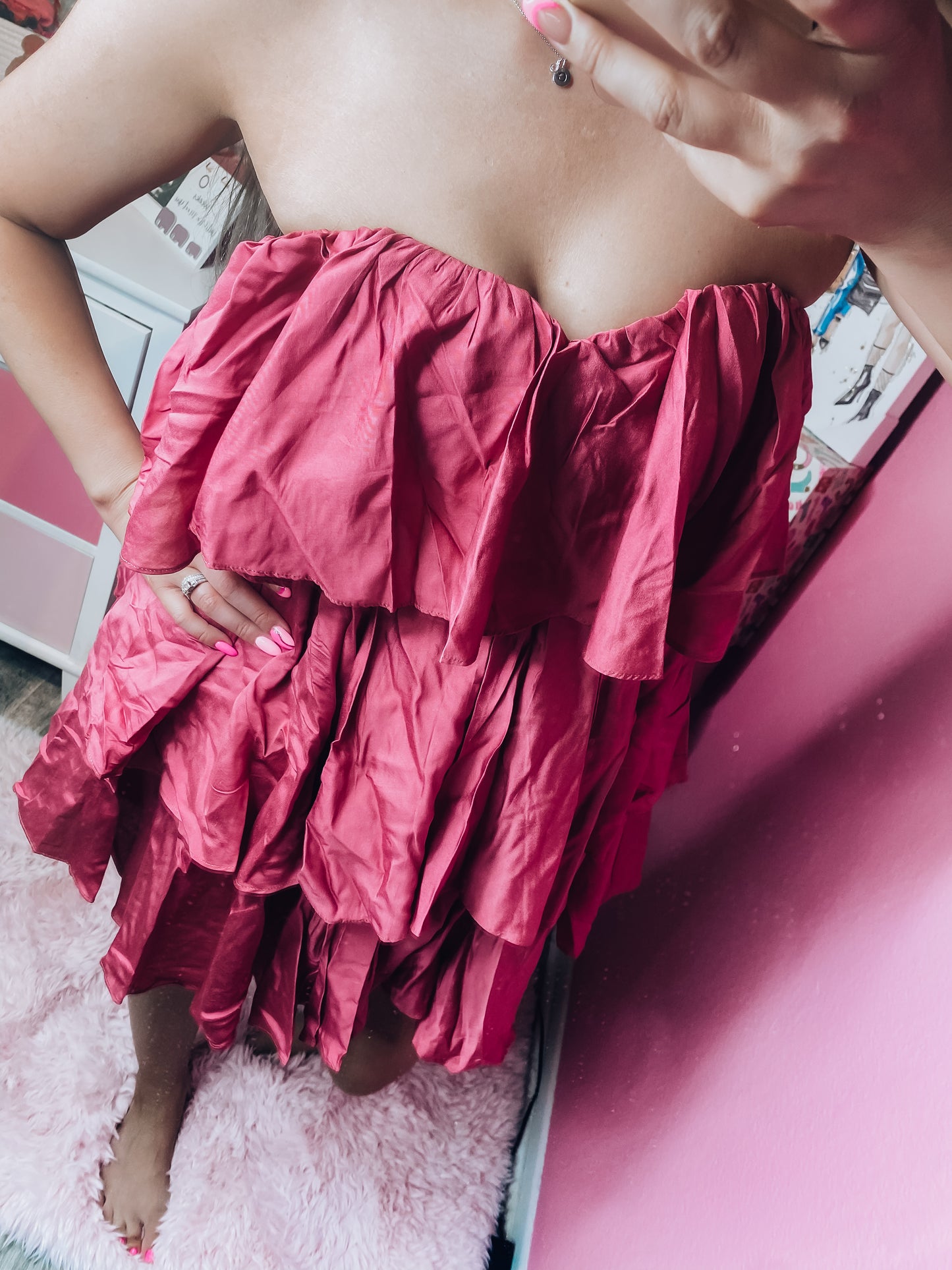 Dark Blush Ruffled Mini Dress