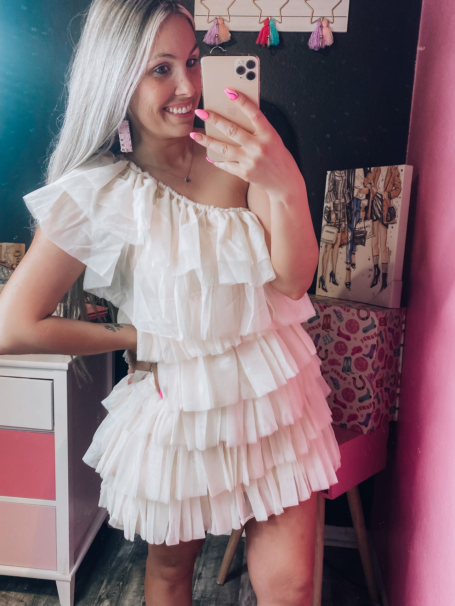 All Eyes On Me Tulle Cream Dress