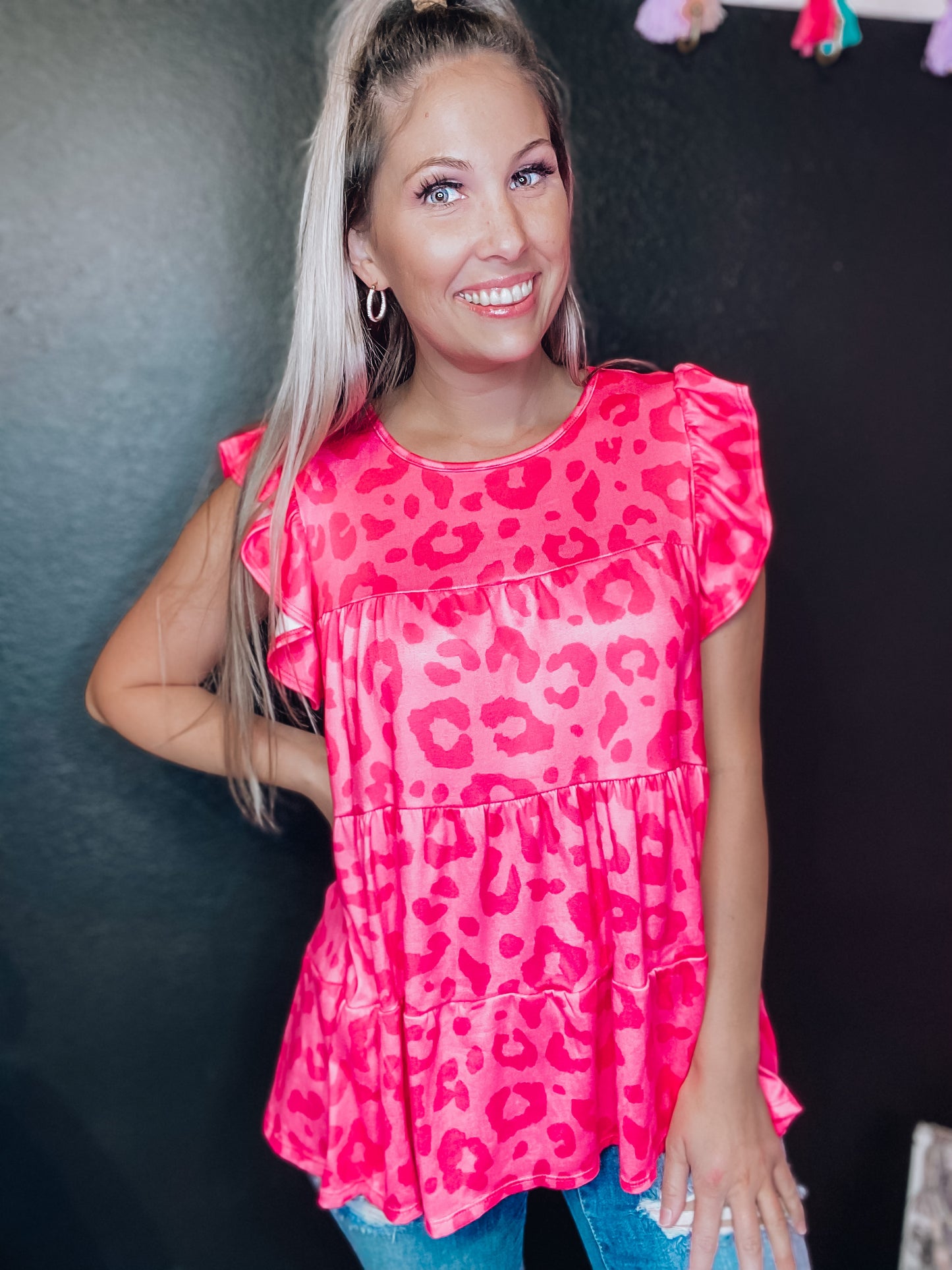 Fushia Leopard Babydoll Top