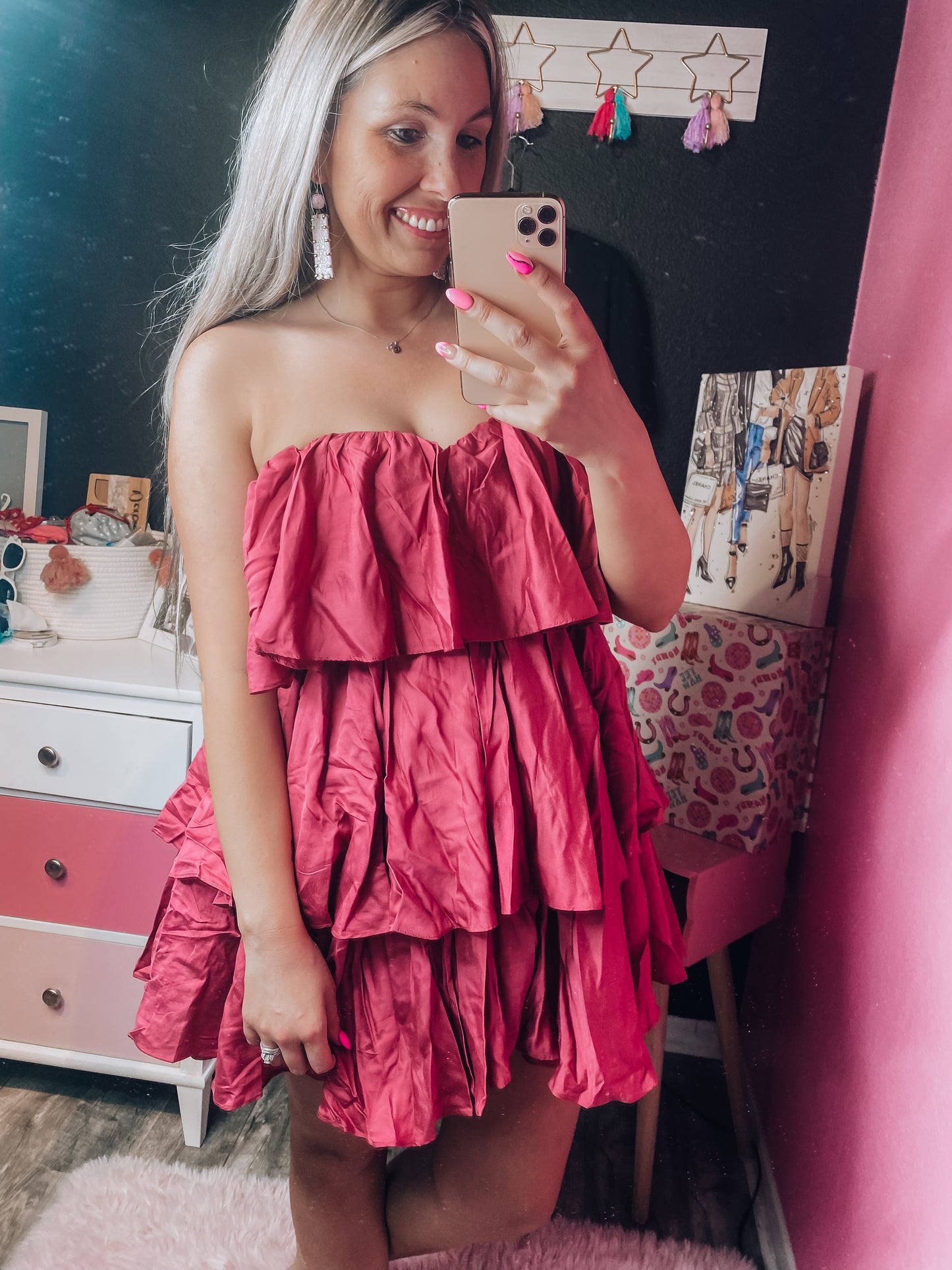 Dark Blush Ruffled Mini Dress