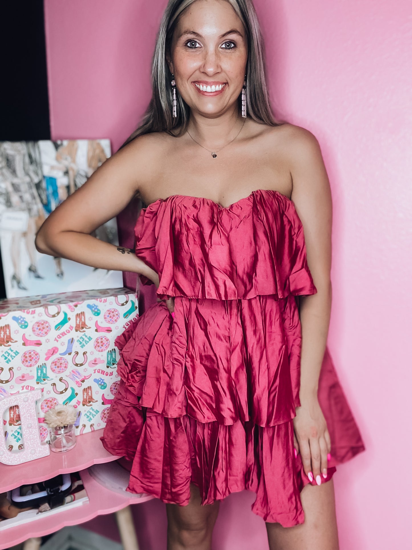 Dark Blush Ruffled Mini Dress