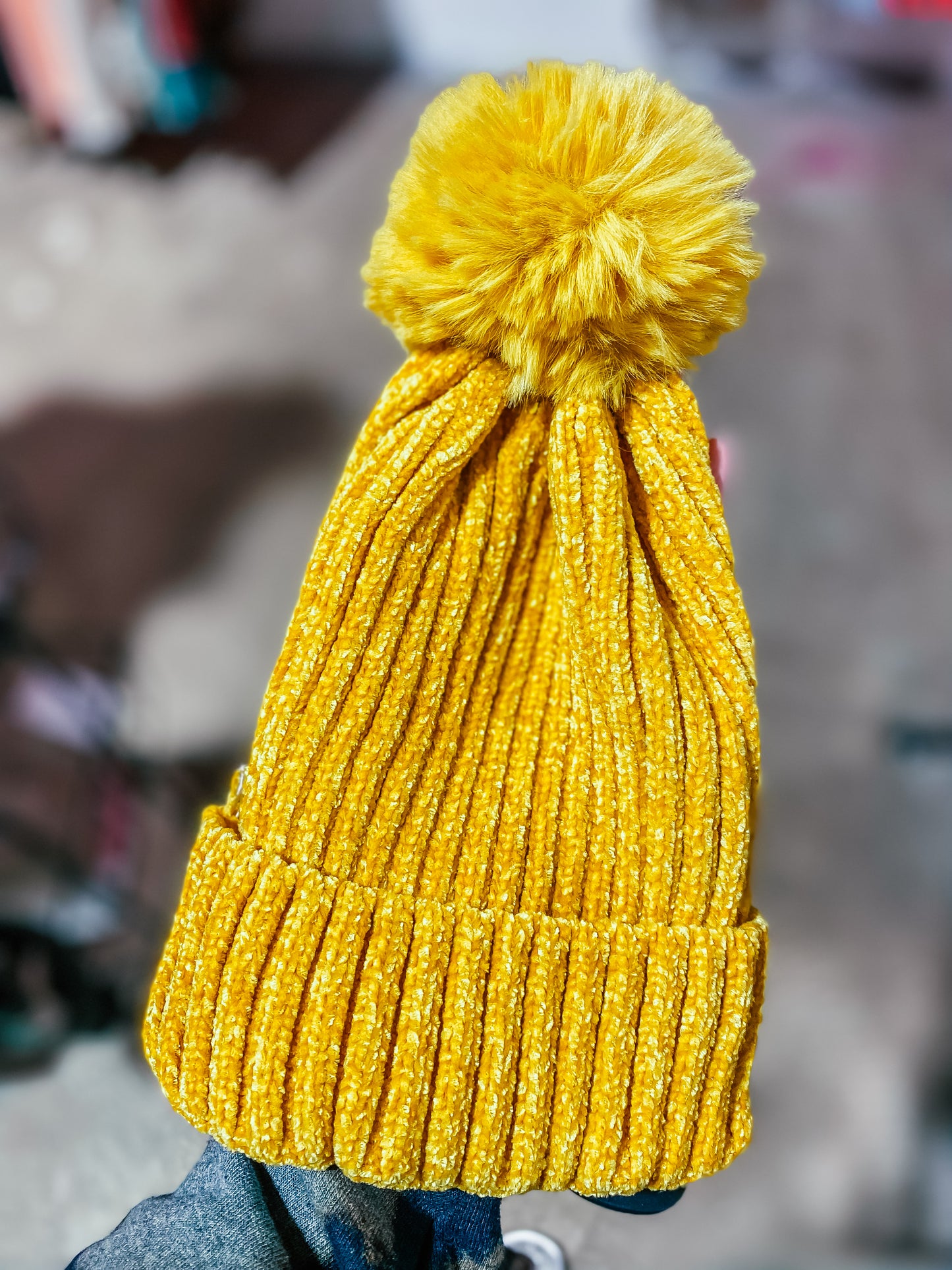 Mustard Pom Beanie