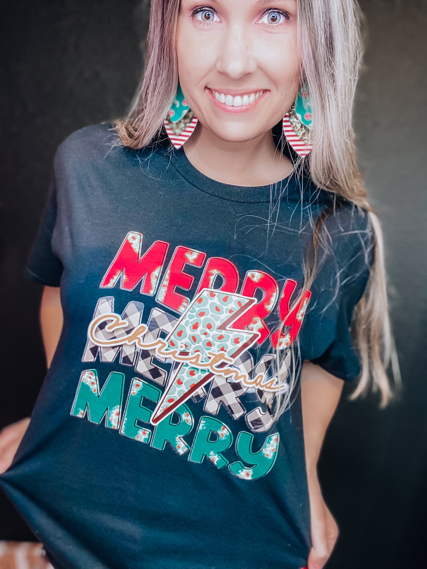 Merry Cheetah Lightning Bolt - Black Tee PREORDER ONLY