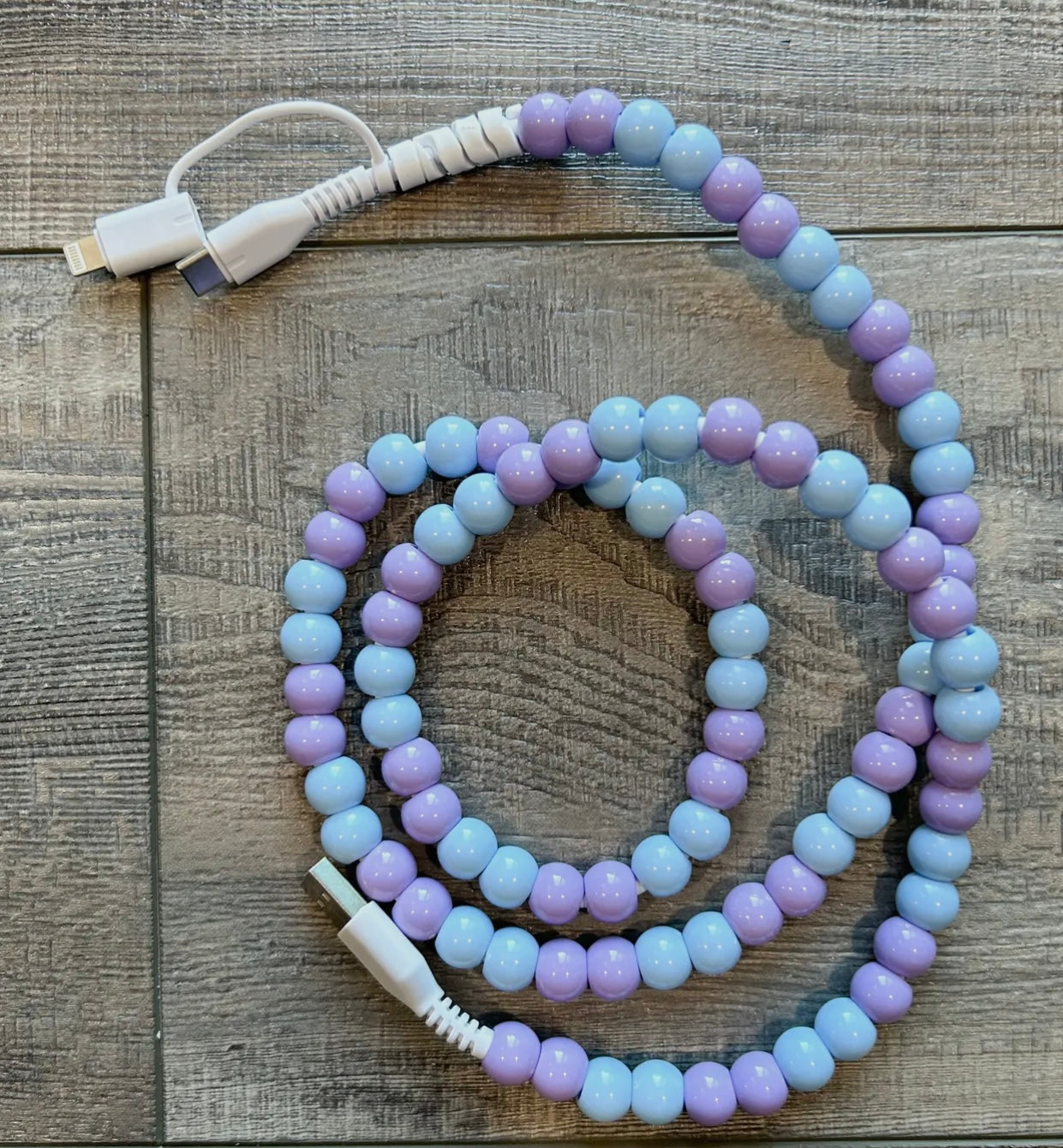 Purple & Blue Beaded Phone Charger