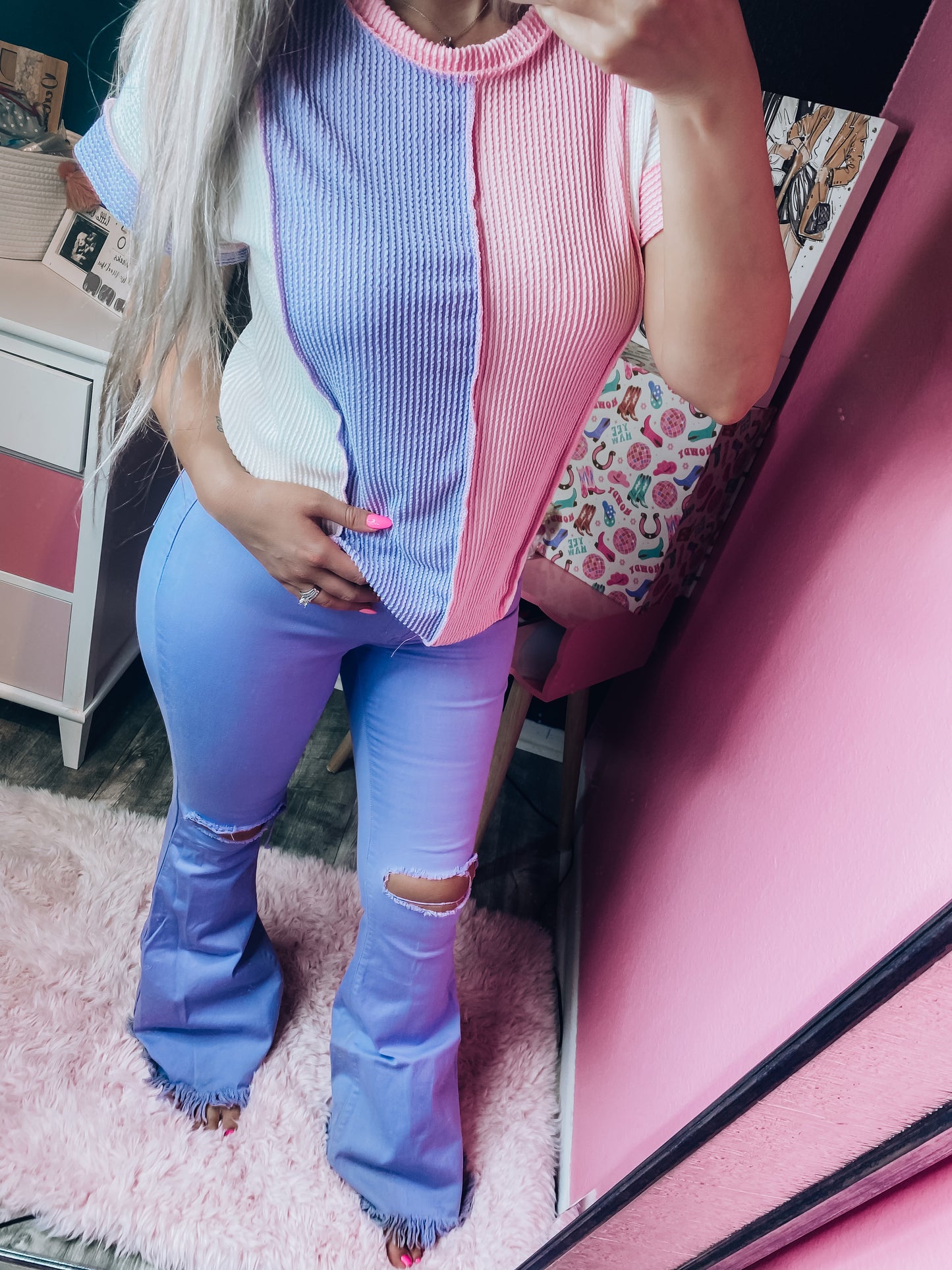 Meet Me Halfway Purple Colorblock Top