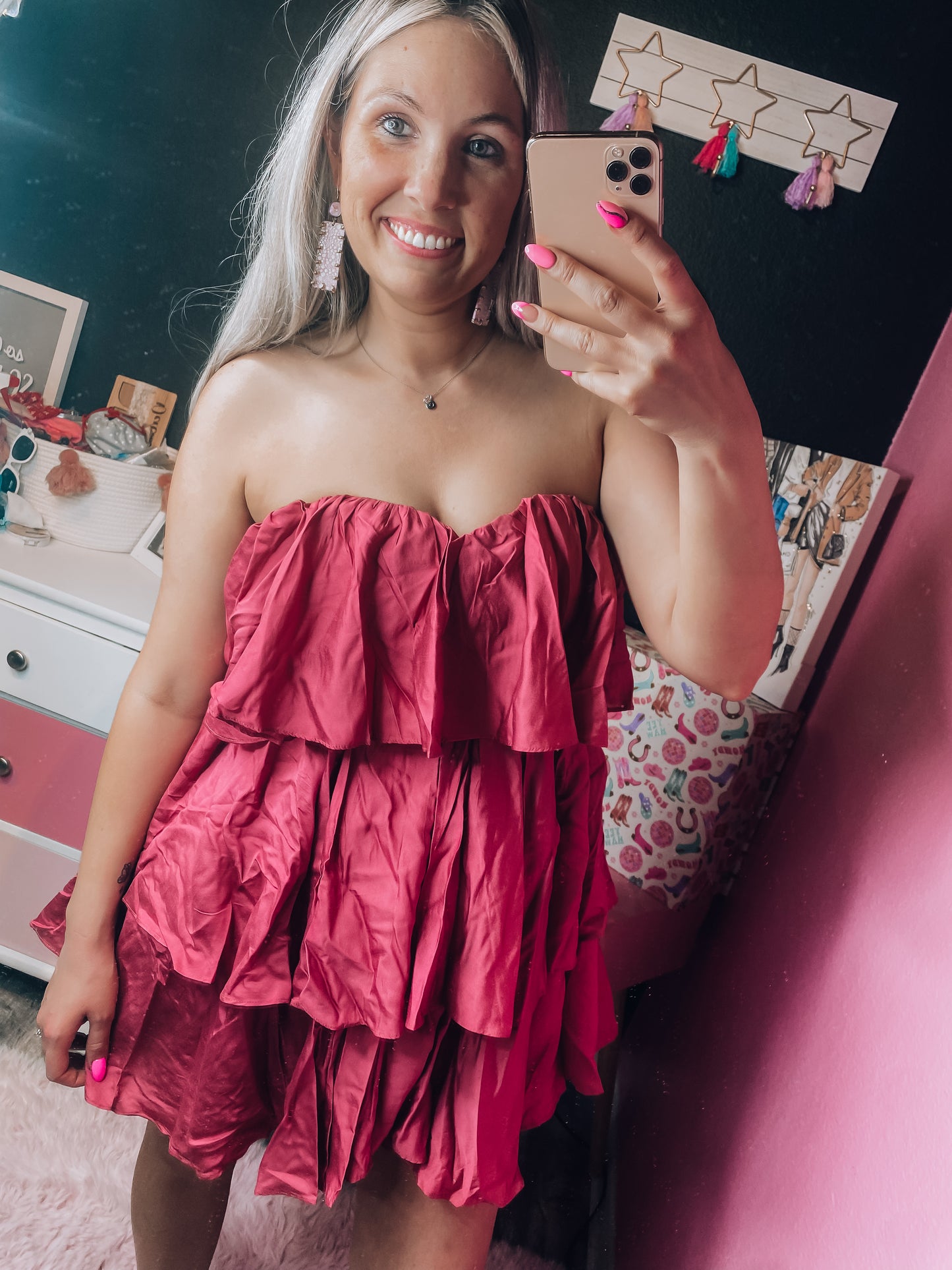 Dark Blush Ruffled Mini Dress