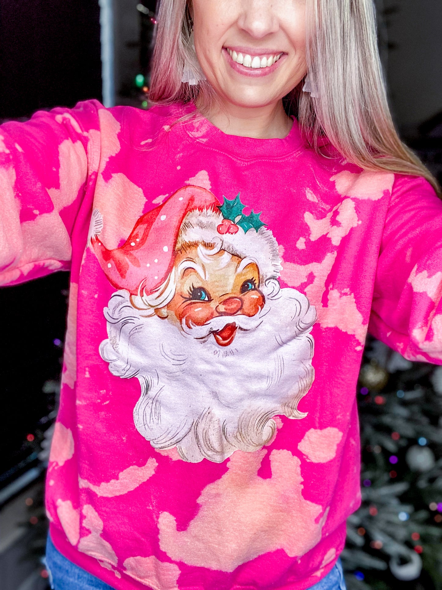 Pink Retro Santa Sweater