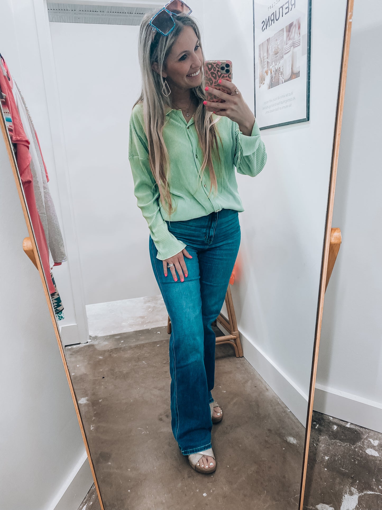 Lime A Dozen Pleated Blouse