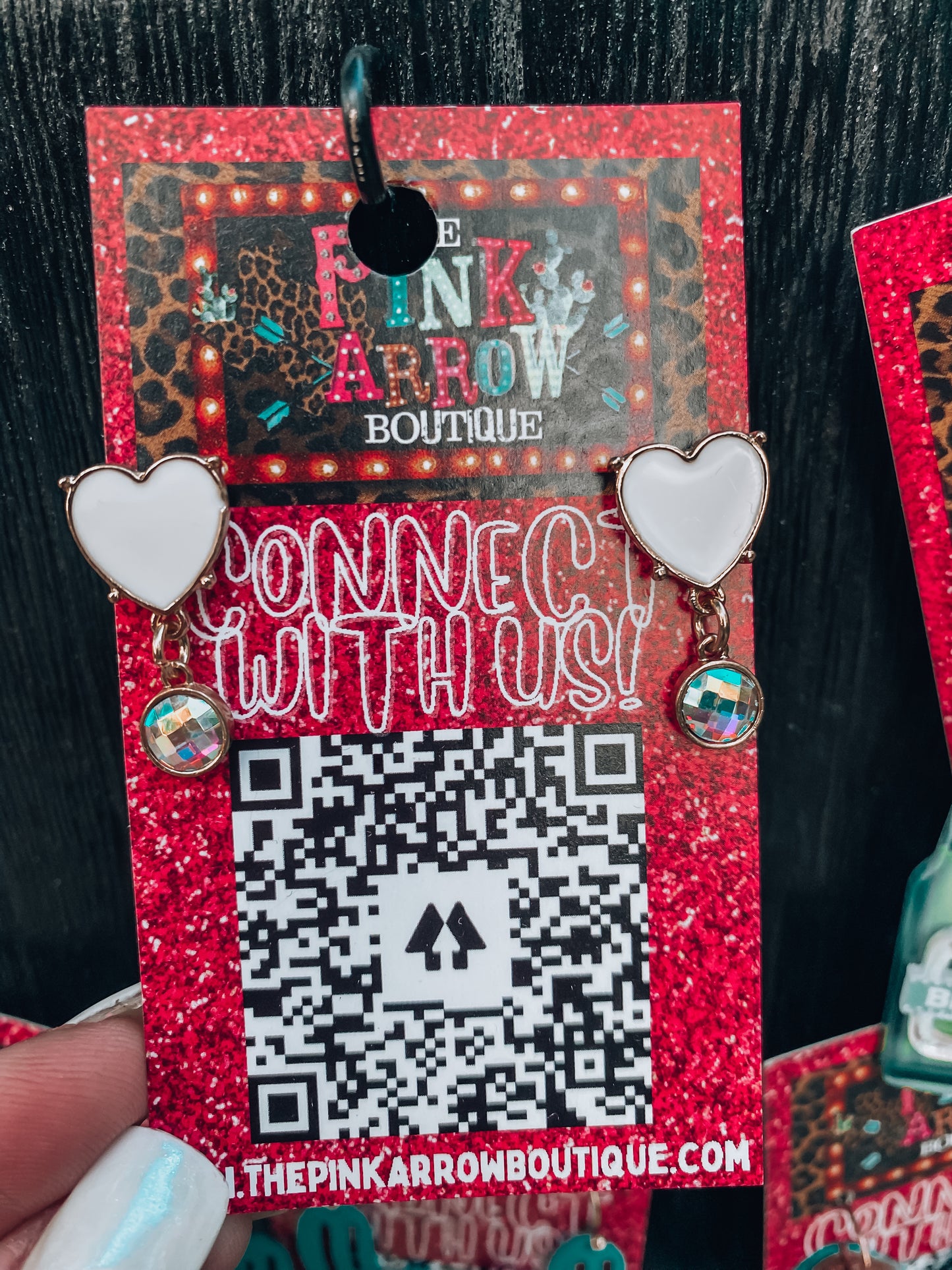 Heart bling earrings white - The Pink Arrow Boutique