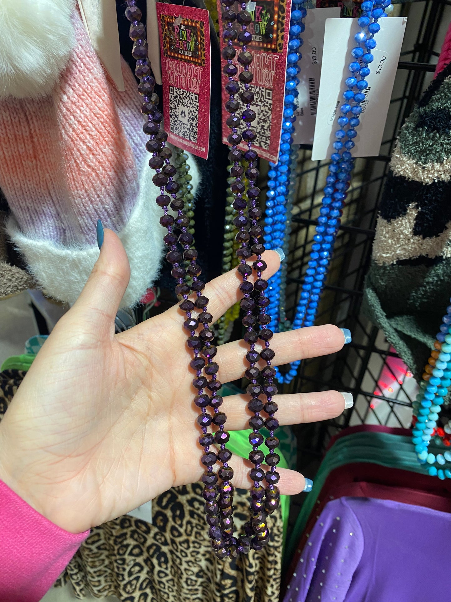 Mardi Gras Purple 60" Beaded Necklace