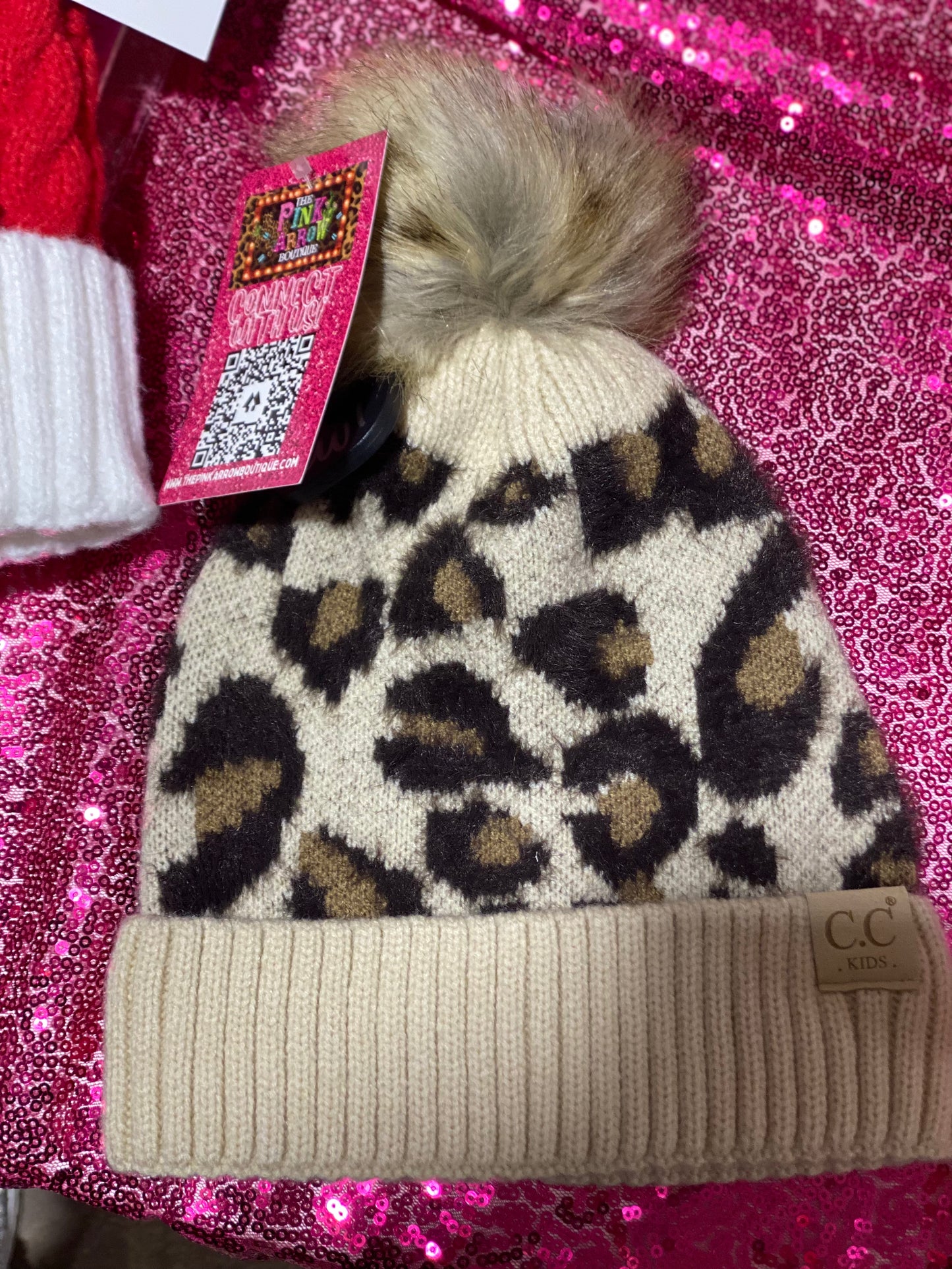 Coffee Leopard Pom Beanie