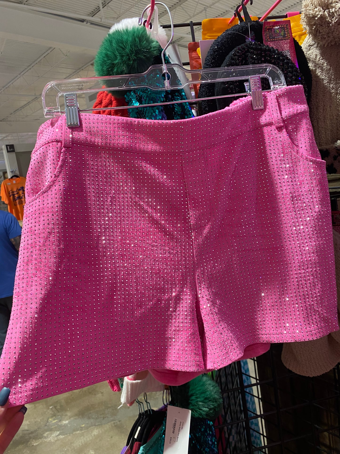 Pink Velvet Jitterbug Bling Shorts