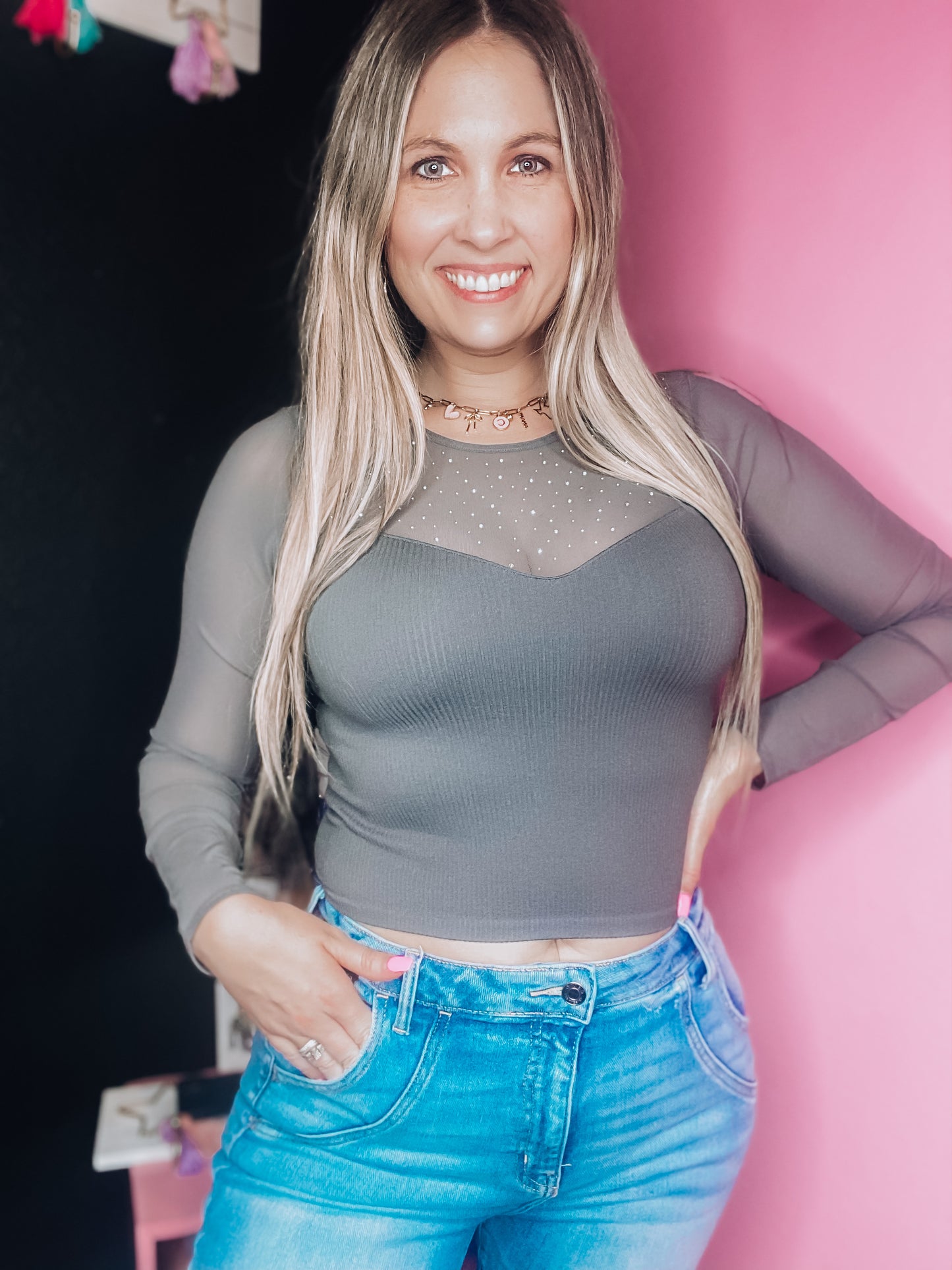 Diamond Mesh Crop Top