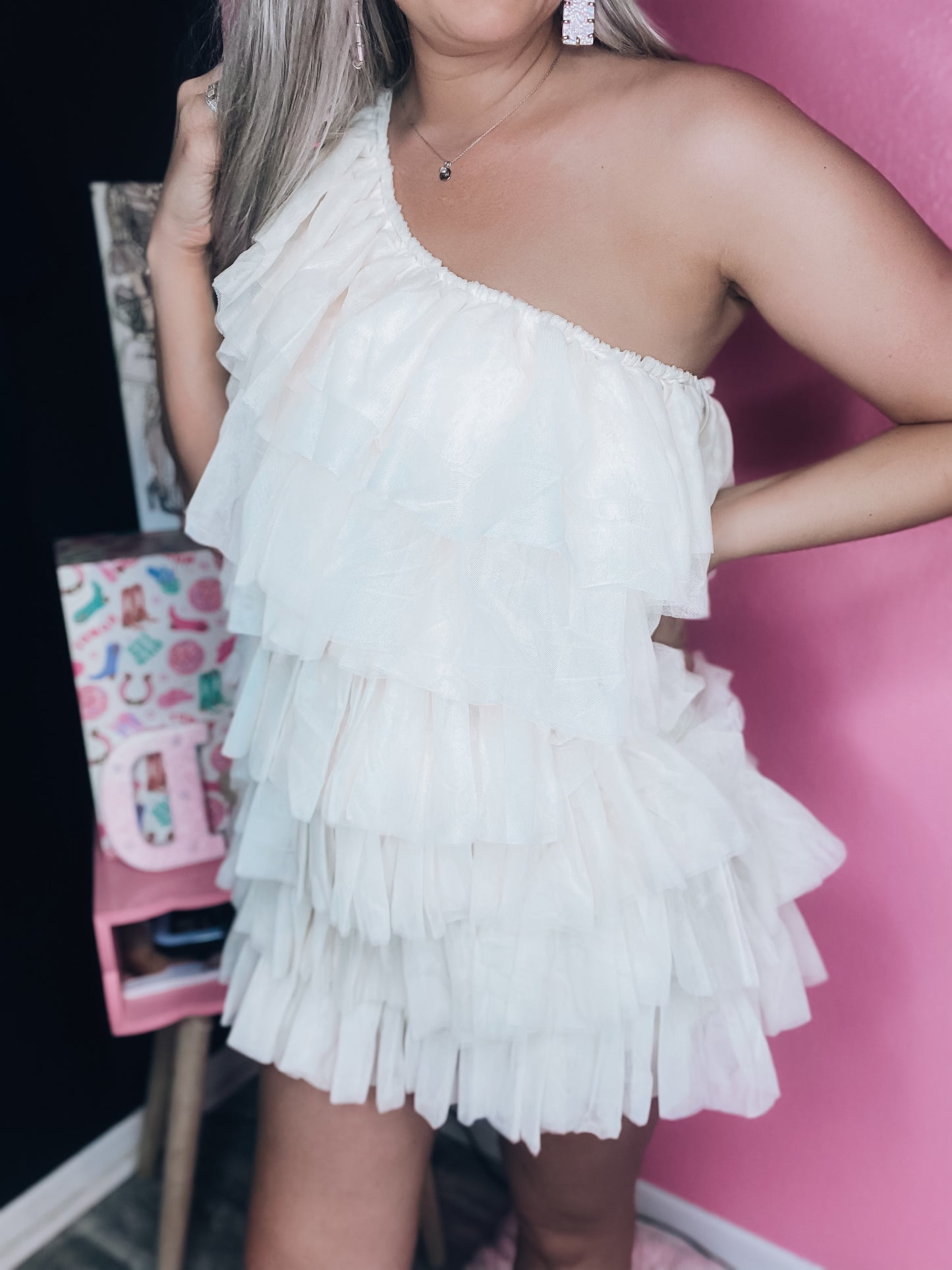 All Eyes On Me Tulle Cream Dress