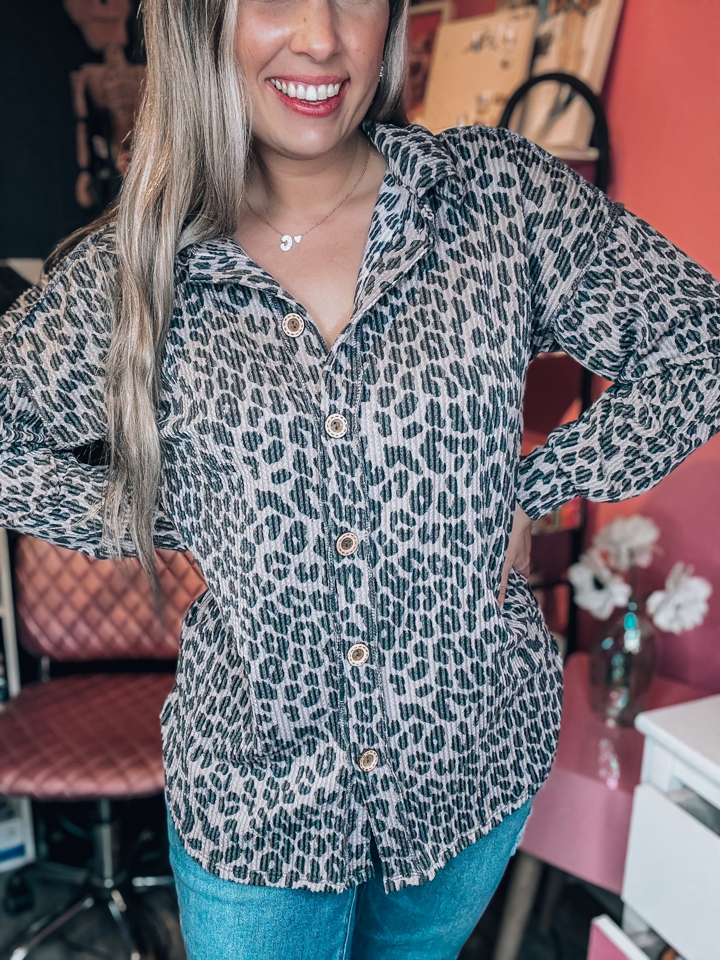 Coco Leopard Button Up Flannel