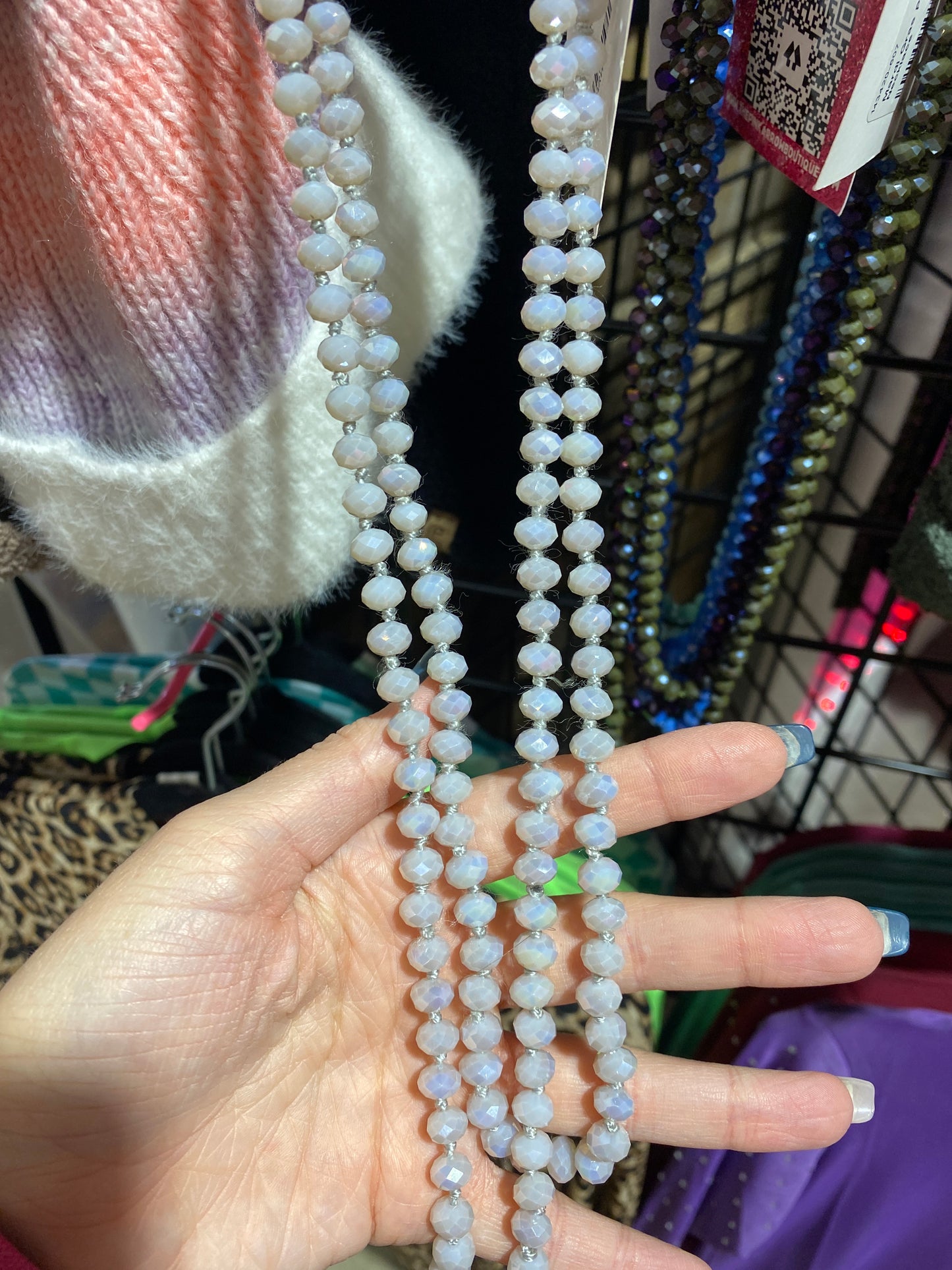 60" Beaded Necklace - Gray