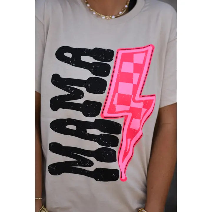 Mama Checkered Bolt Tee