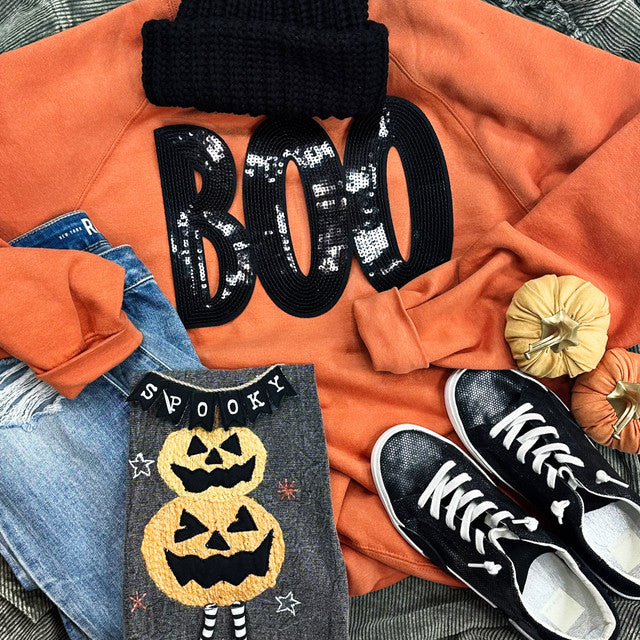 Black Boo Orange Crewneck Sweatshirt
