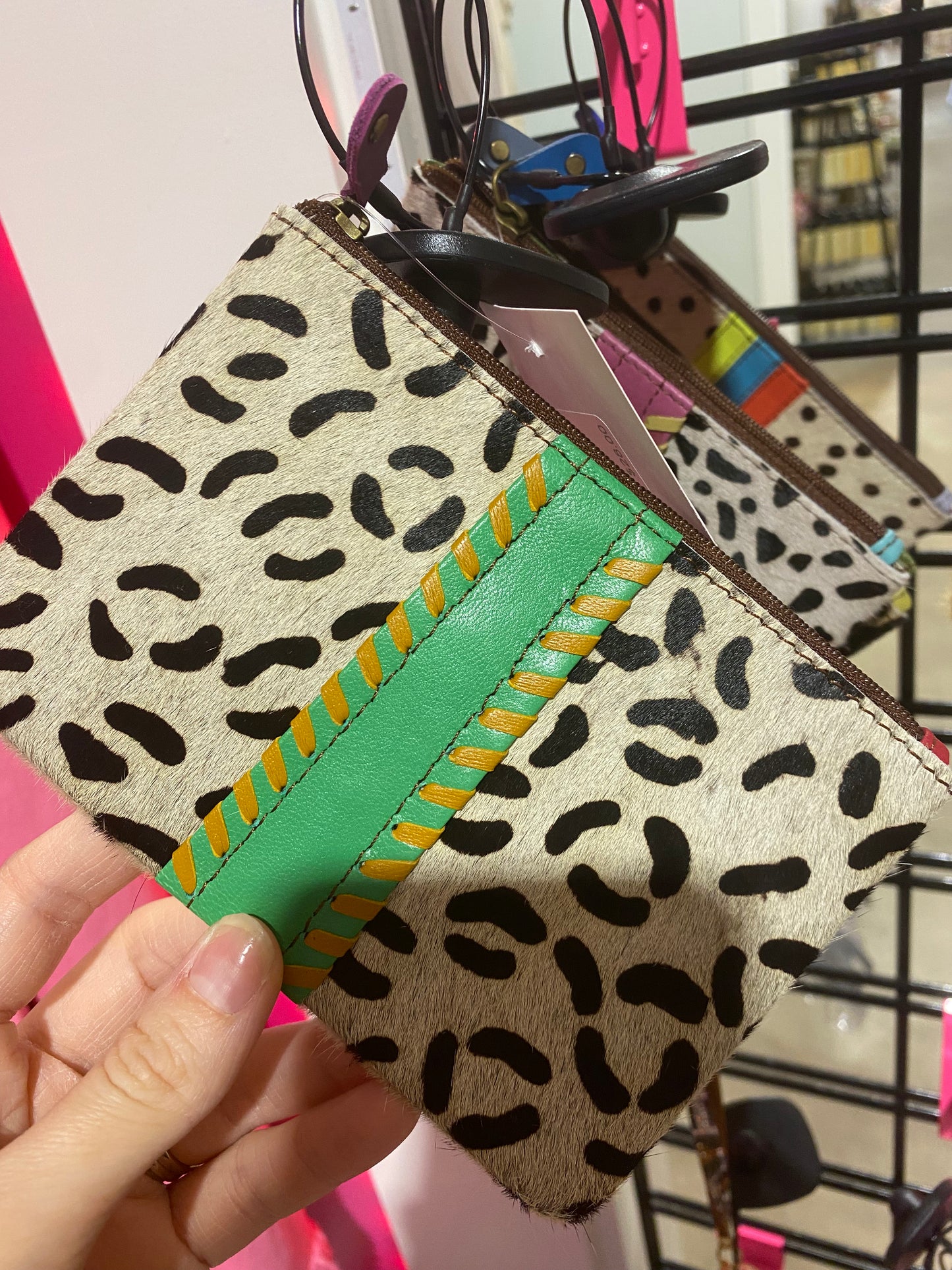 Leather Hair On Hide Stitched Pouch - 2 OPTIONS