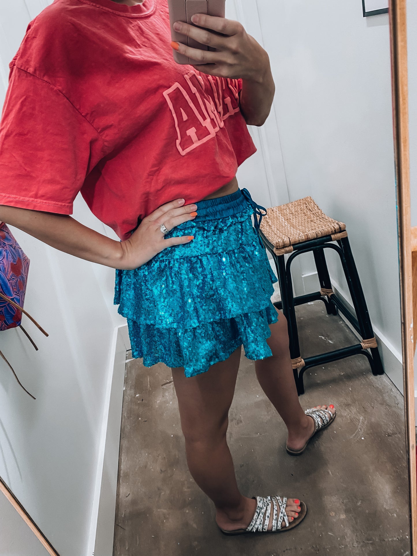 Aqua Sequin Skort