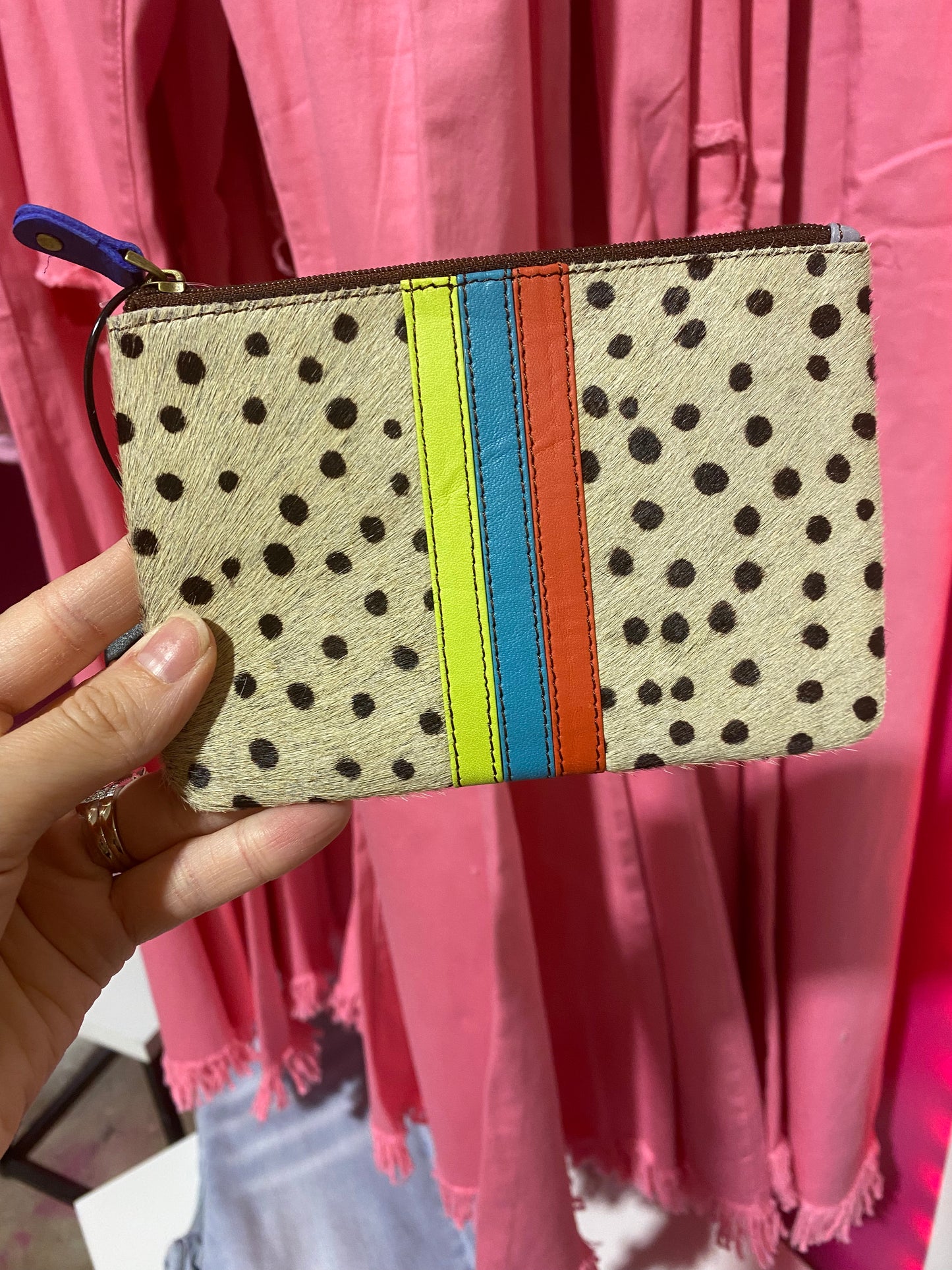 Leather Hair On Hide Striped Pouch