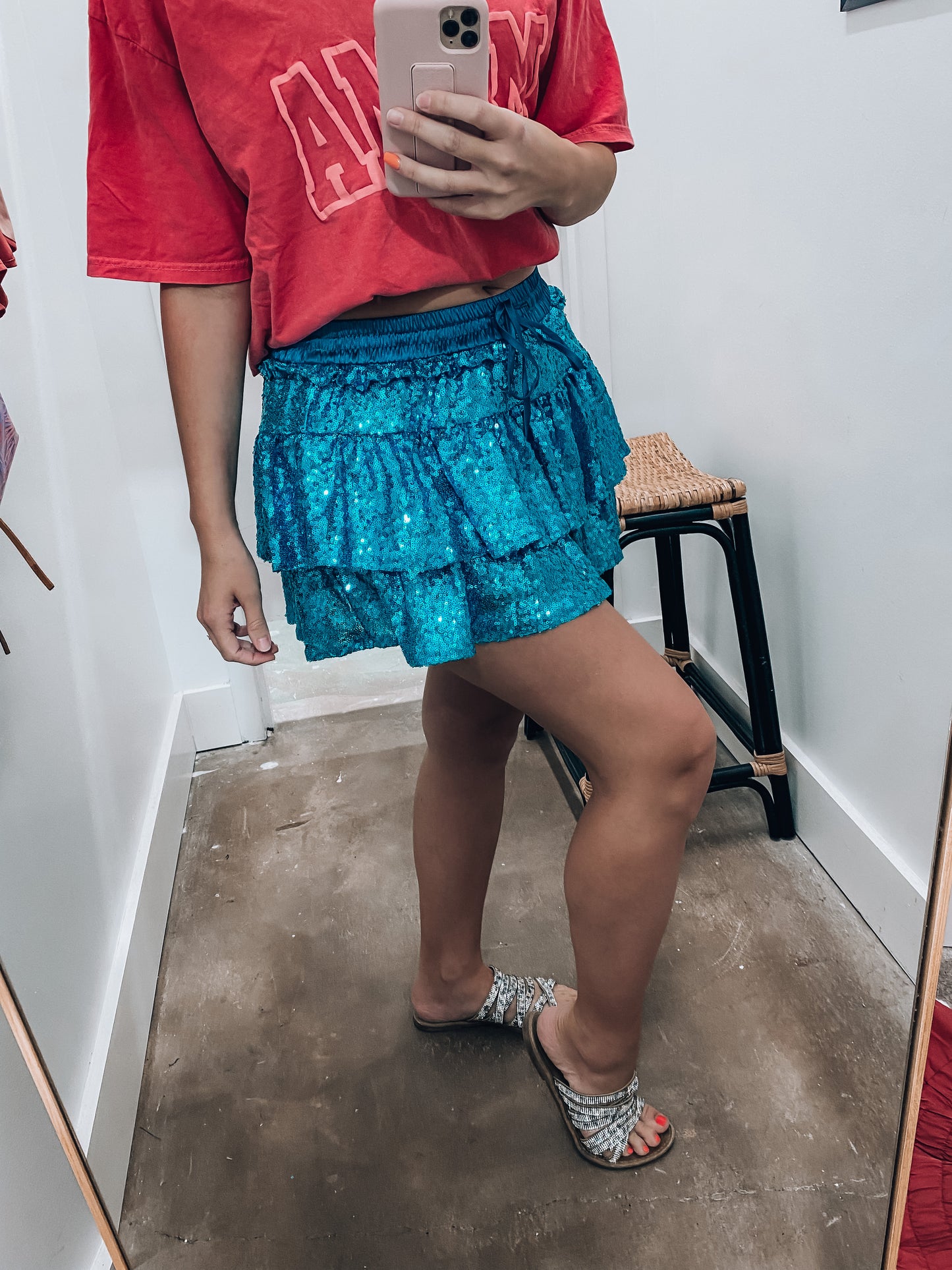 Aqua Sequin Skort
