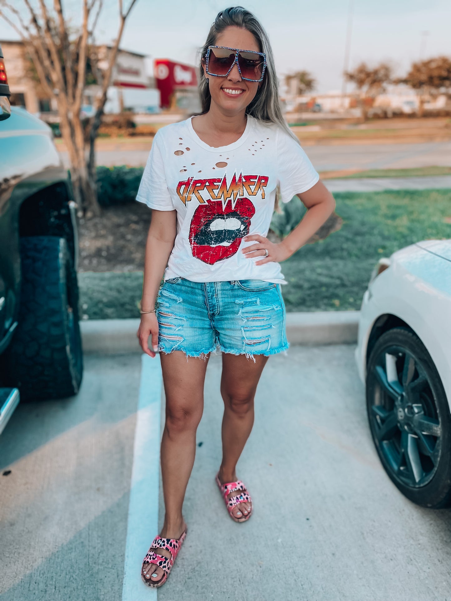 Karly Distressed Denim Shorts