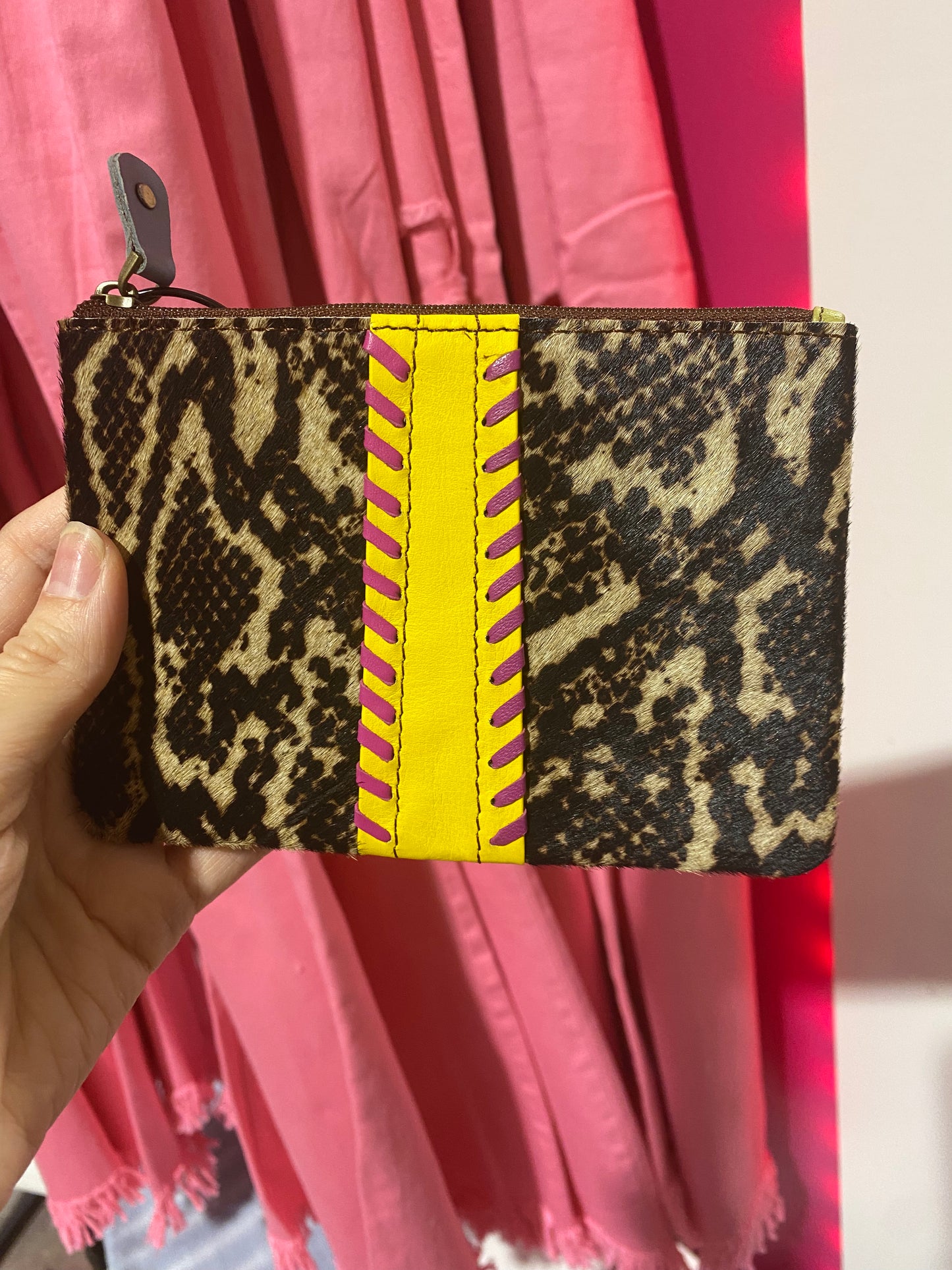 Leather Hair On Hide Stitched Pouch - 2 OPTIONS