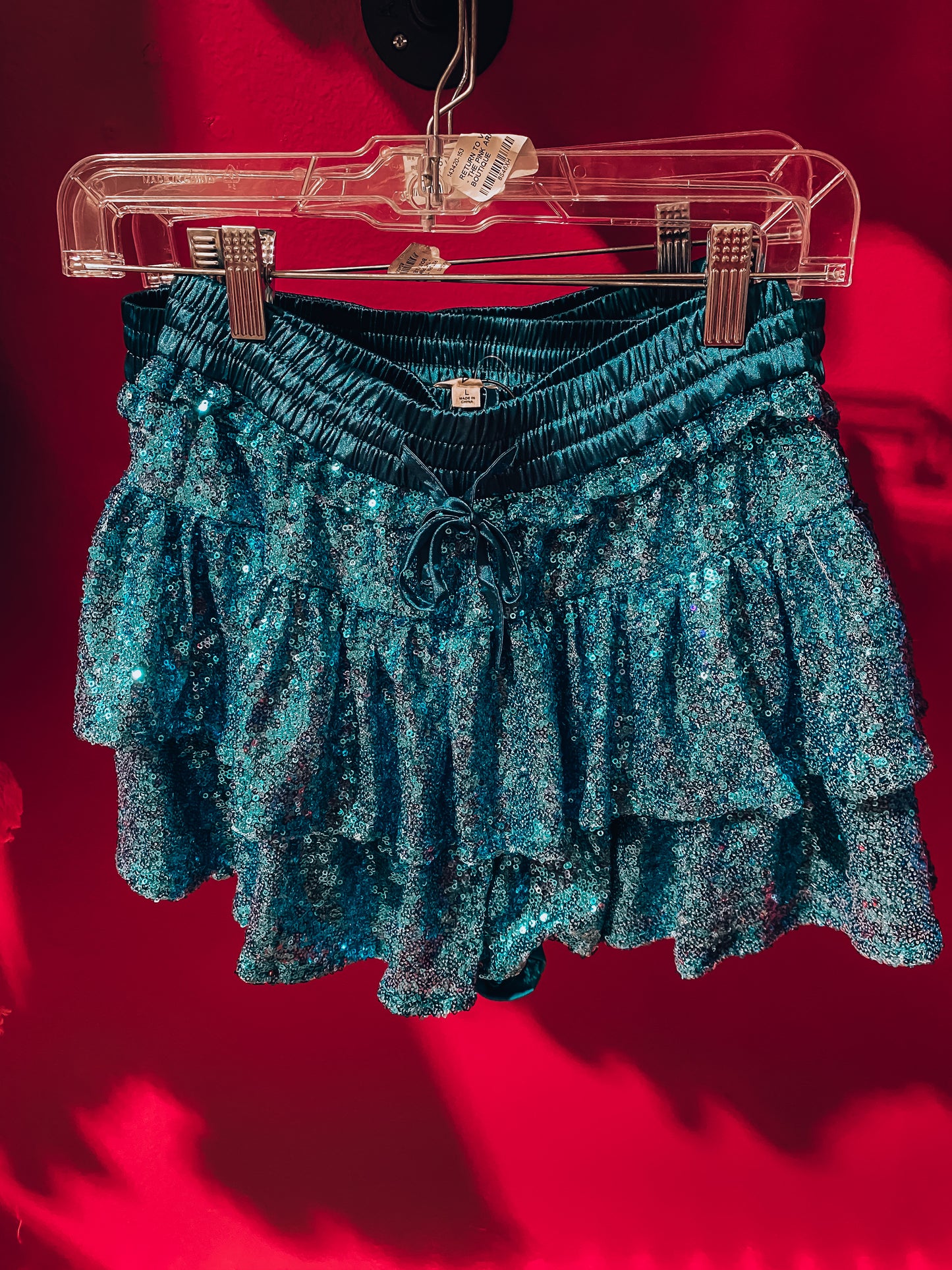 Aqua Sequin Skort