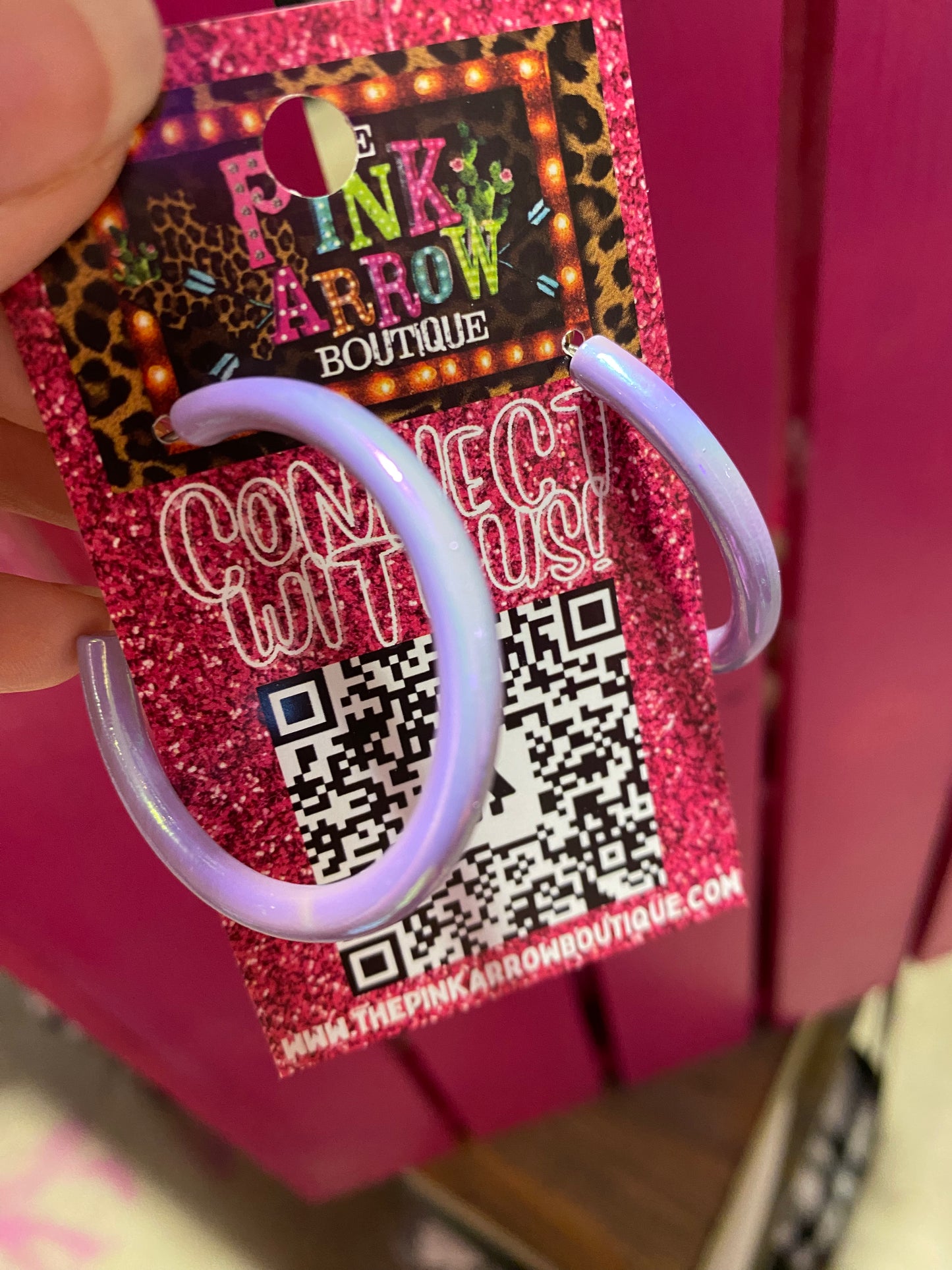 Metallic Flashy Hoop Earrings - Lilac