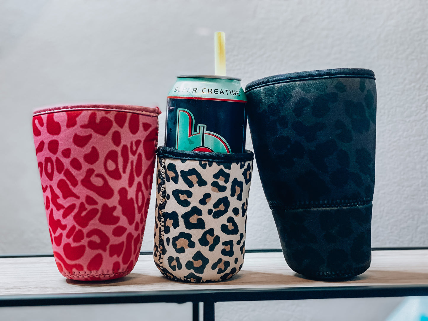 Taupe Leopard Insulated Drink Cover - LAST ONE MEDIUM 22-24OZ