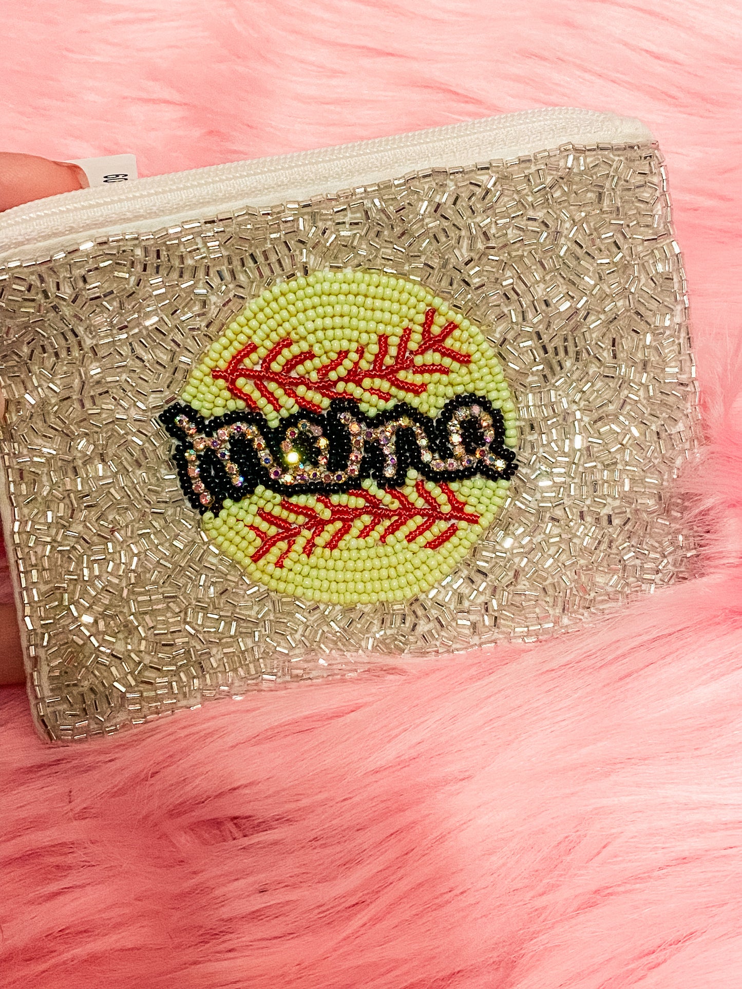 Softball Mama Beaded Coin Pouch