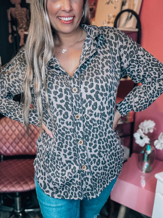 Coco Leopard Button Up Flannel