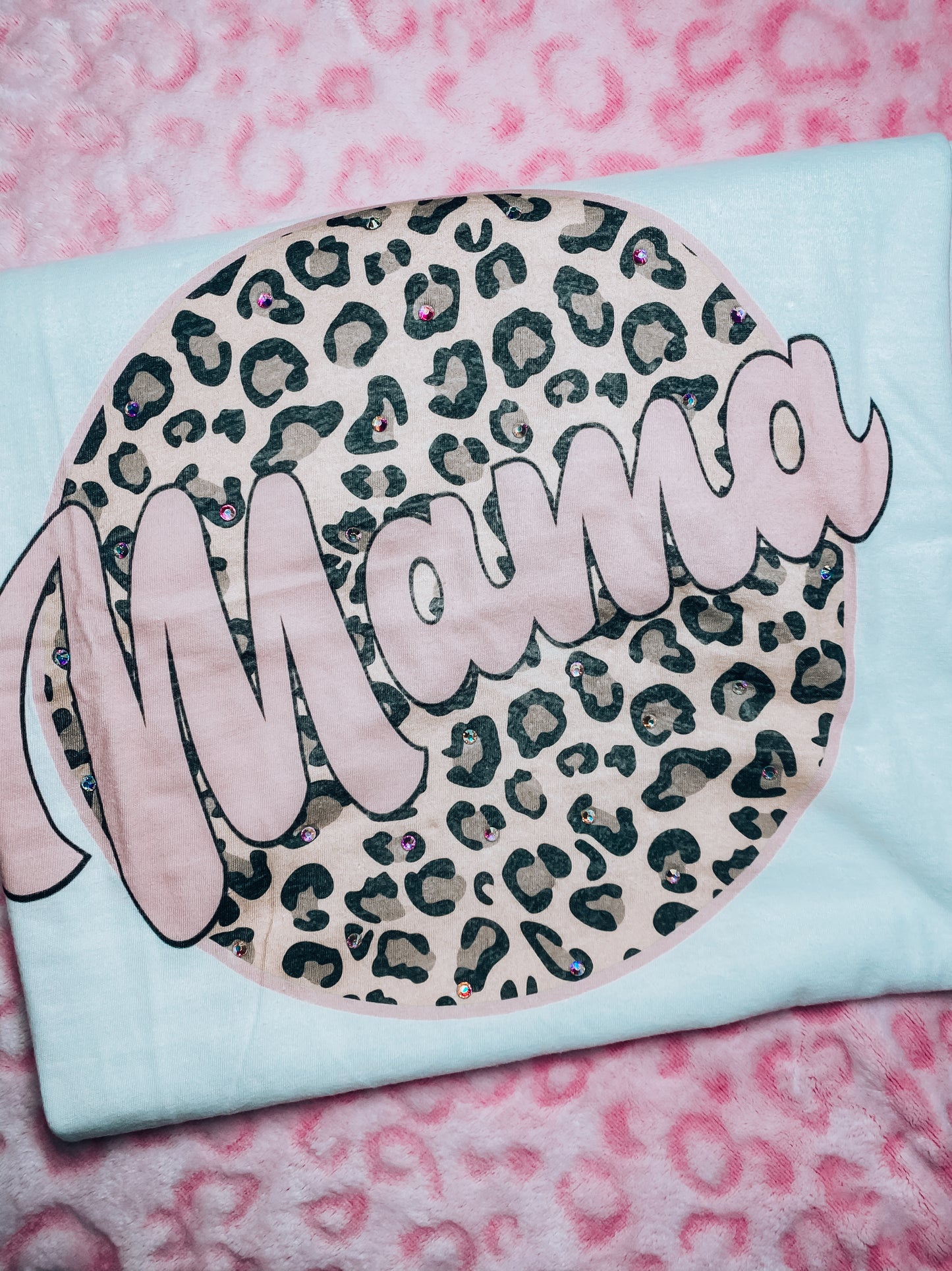 Mama Leopard Rhinestone Tee