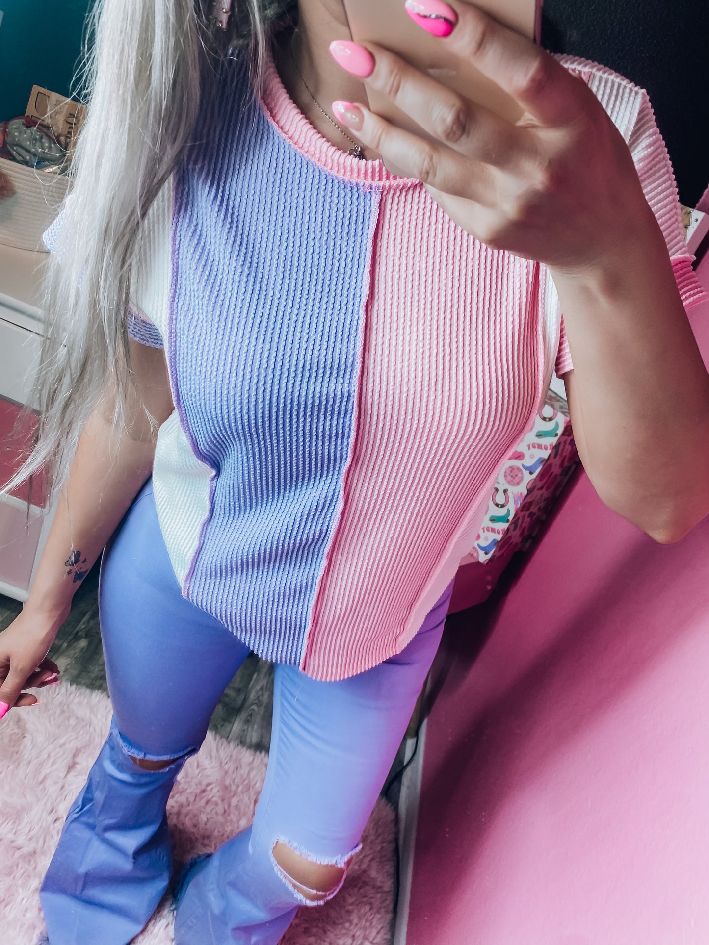 Meet Me Halfway Purple Colorblock Top