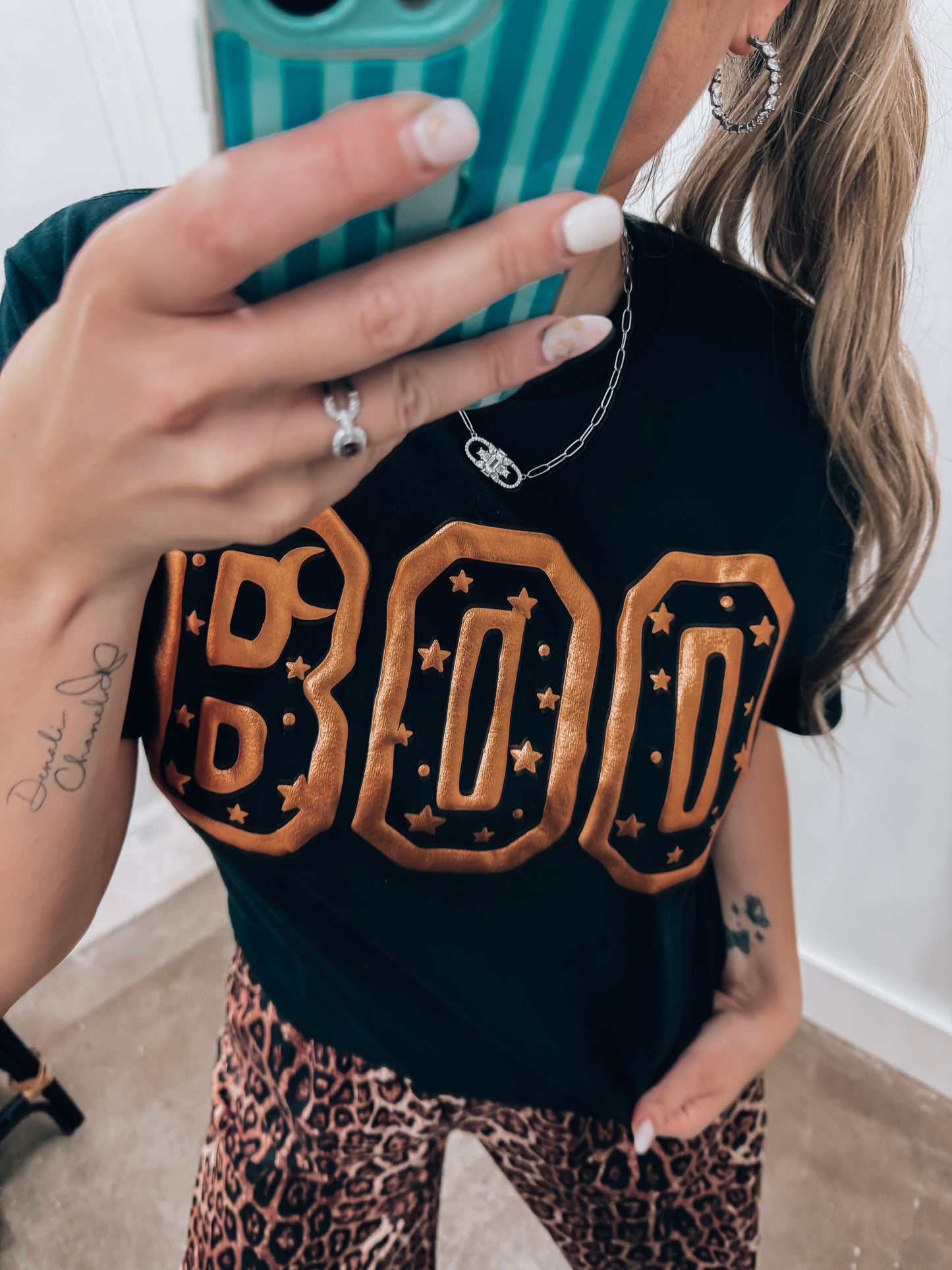 Metallic Puff Boo Tee