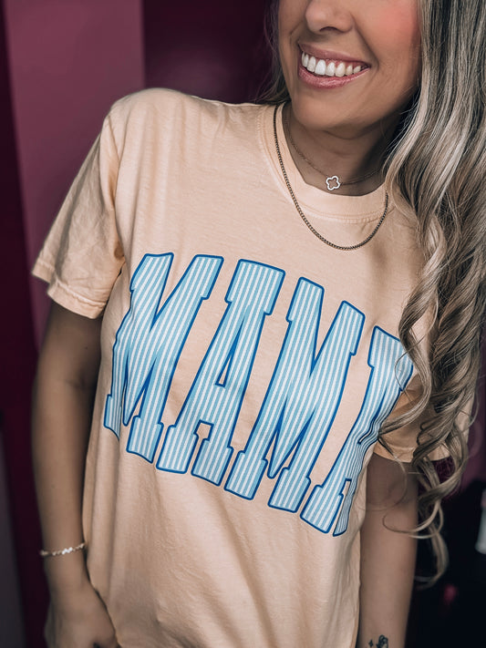 Blue Stripe Mama Butter Tee
