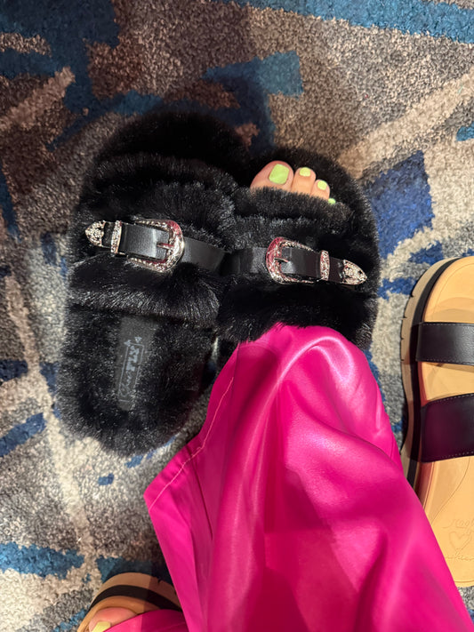 Buckle House Shoes - Midnight Black