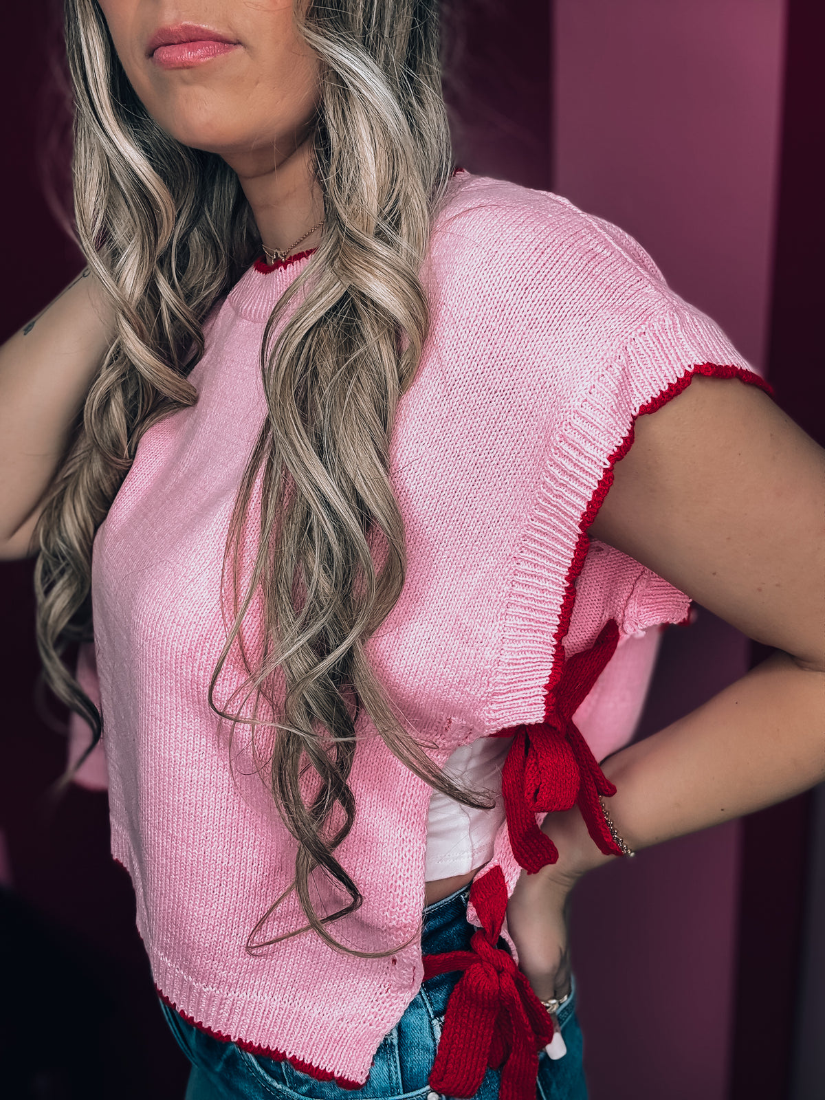 Pretty Pink Bow Tie Vest