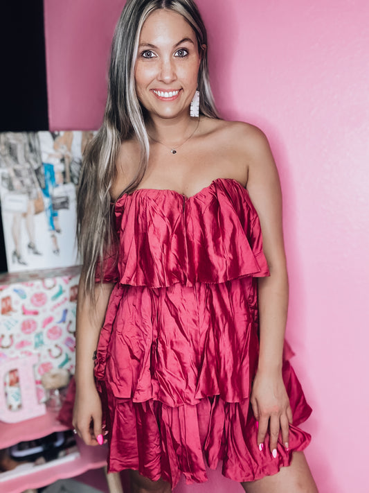 Dark Blush Ruffled Mini Dress