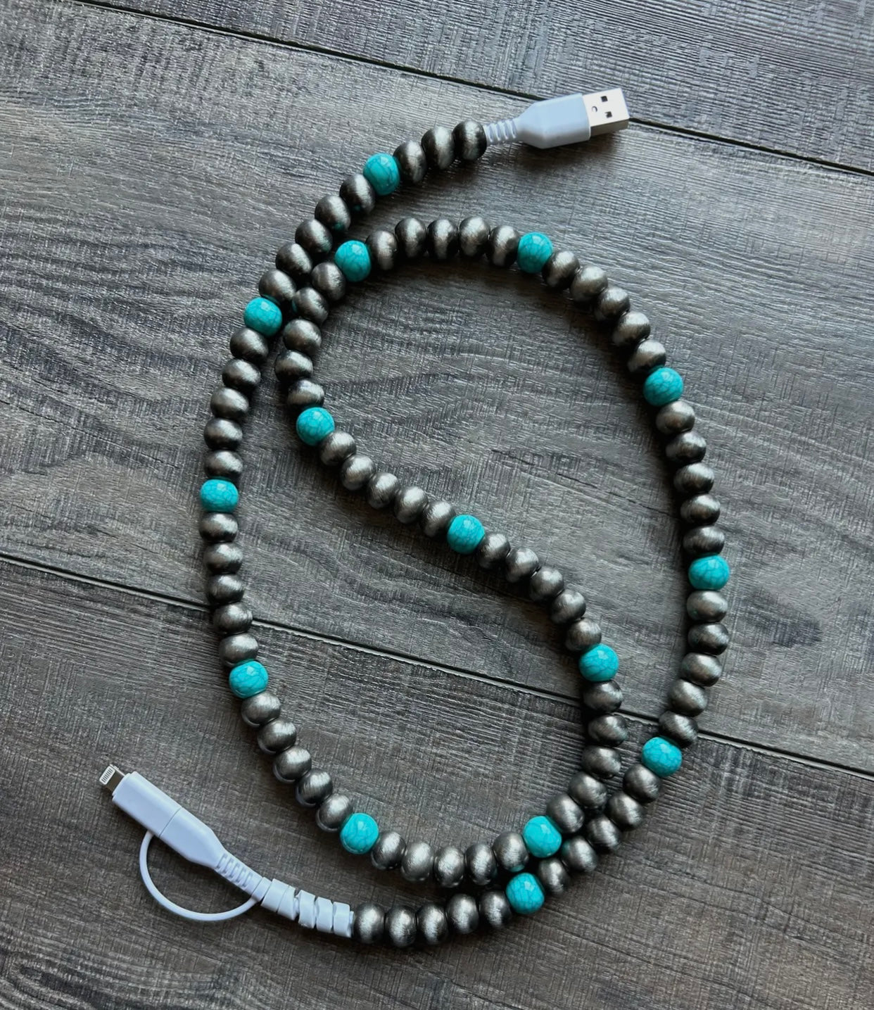 Turquoise Beaded Phone Charger