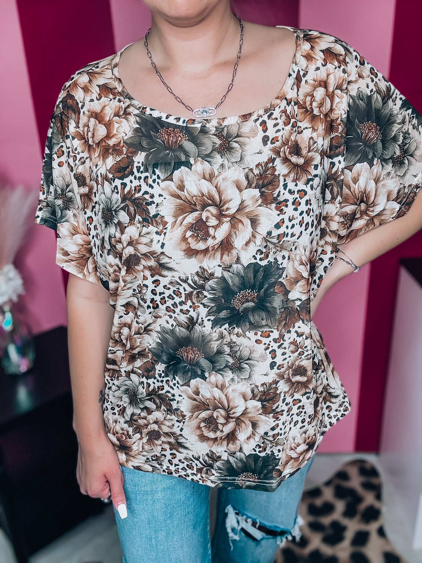 Bloom in Leopard Mesh Top