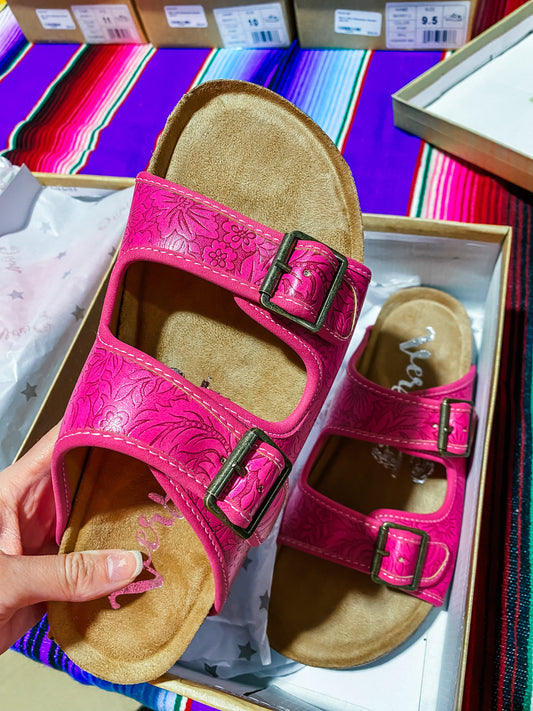 Berry Pink Embossed Sandal