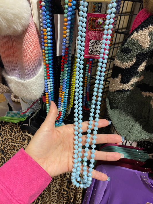 60" Beaded Necklace - Icy Blue