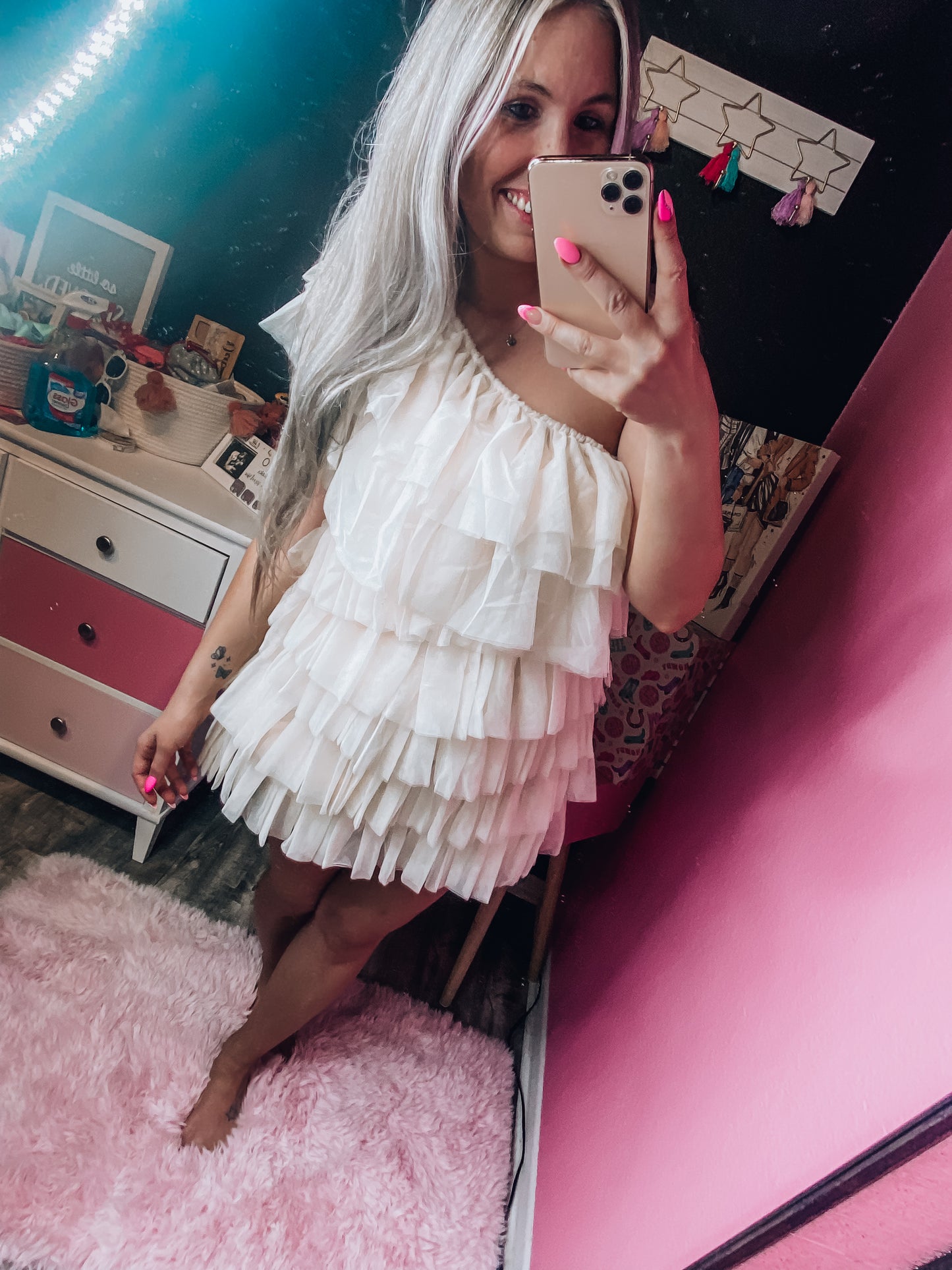 All Eyes On Me Tulle Cream Dress