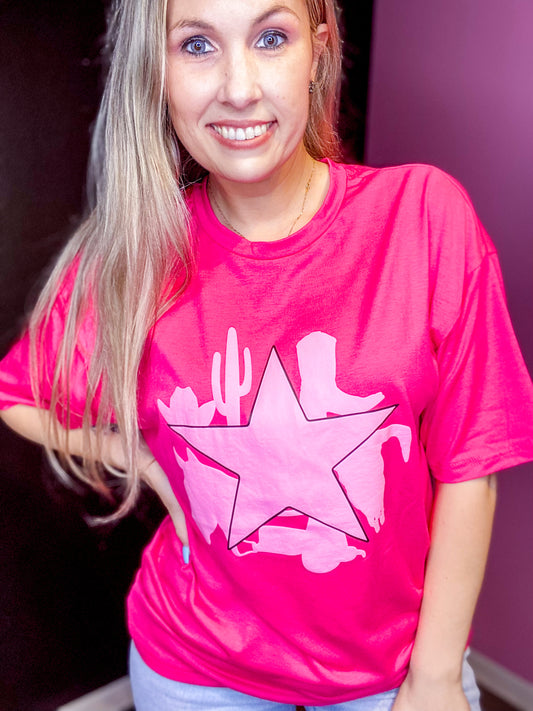 CowGal Tee Hot Pink