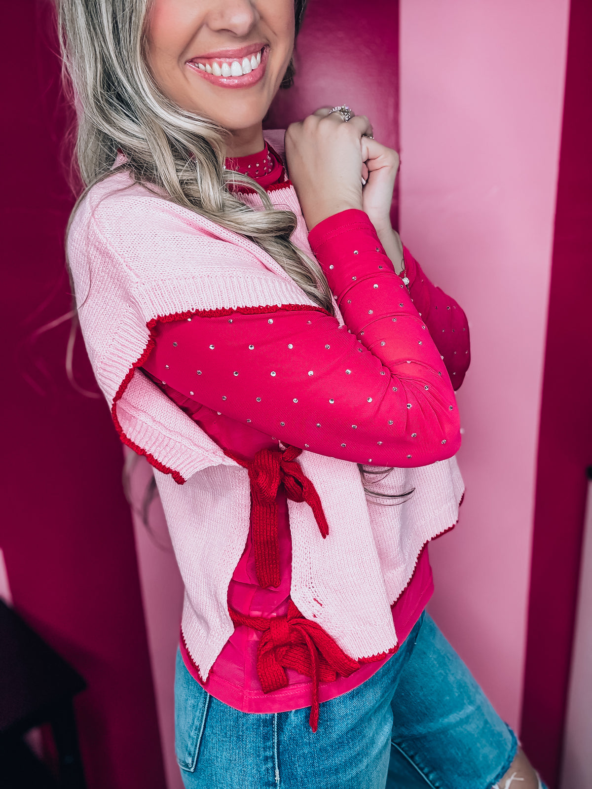 Pretty Pink Bow Tie Vest