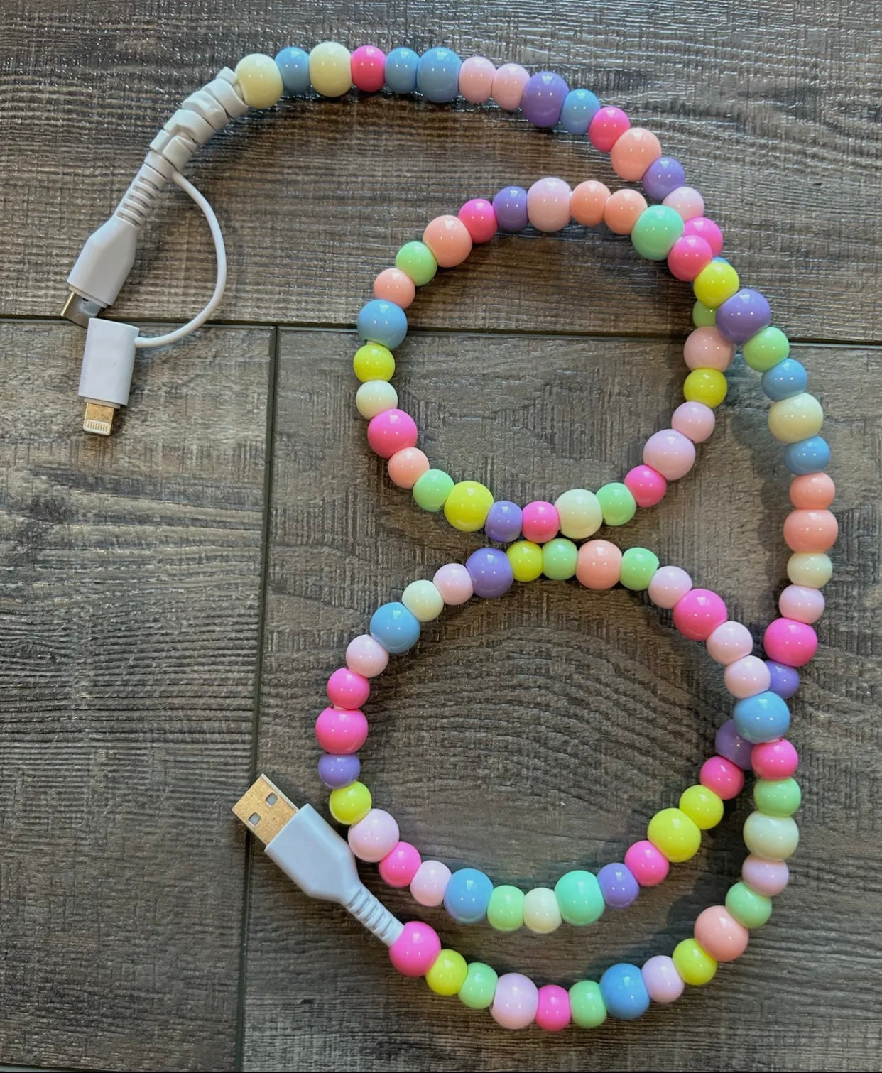 Rainbow Beaded Phone Charger